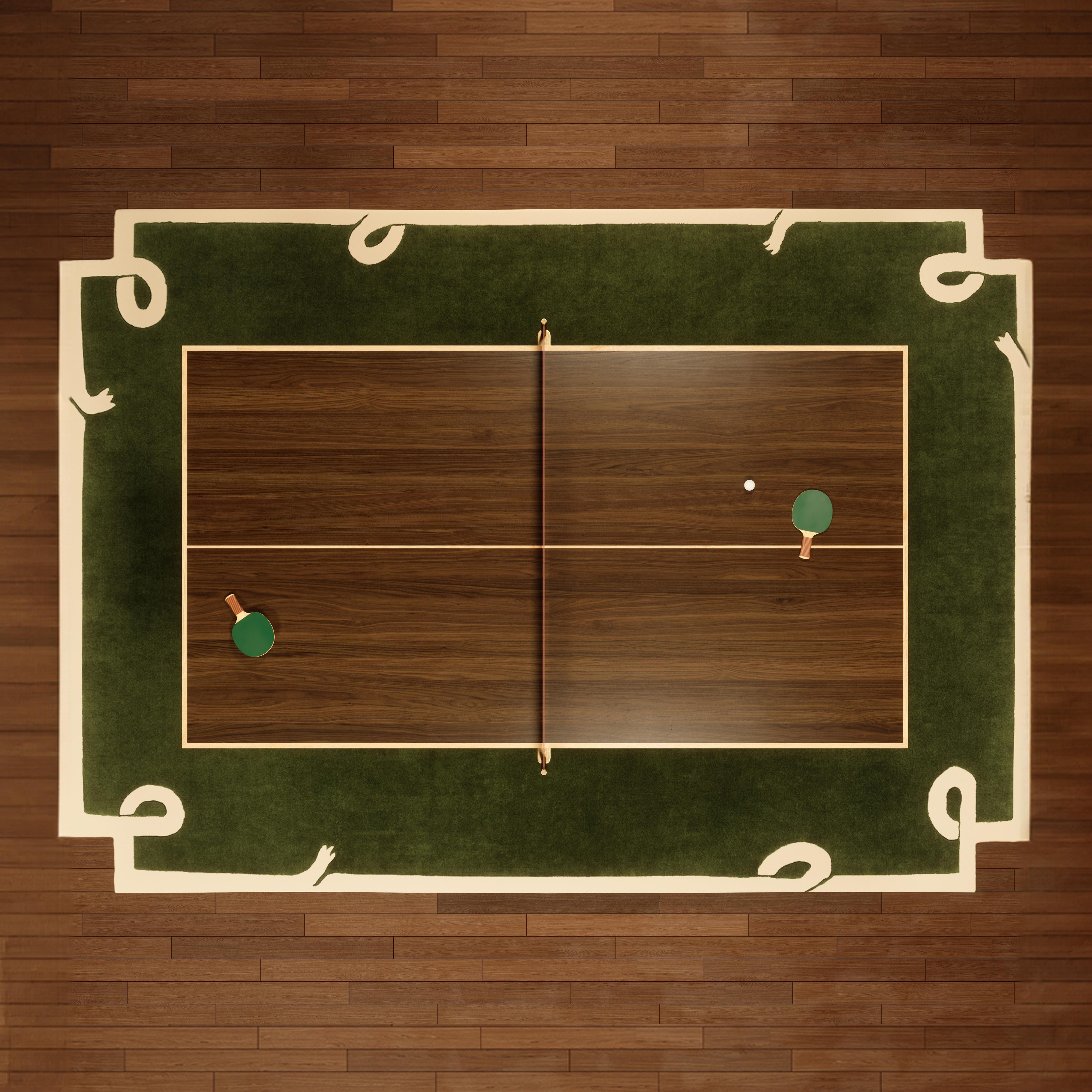 21st Century Keppel Ping Pong Table Walnut Wood Leather Oak For Sale 5