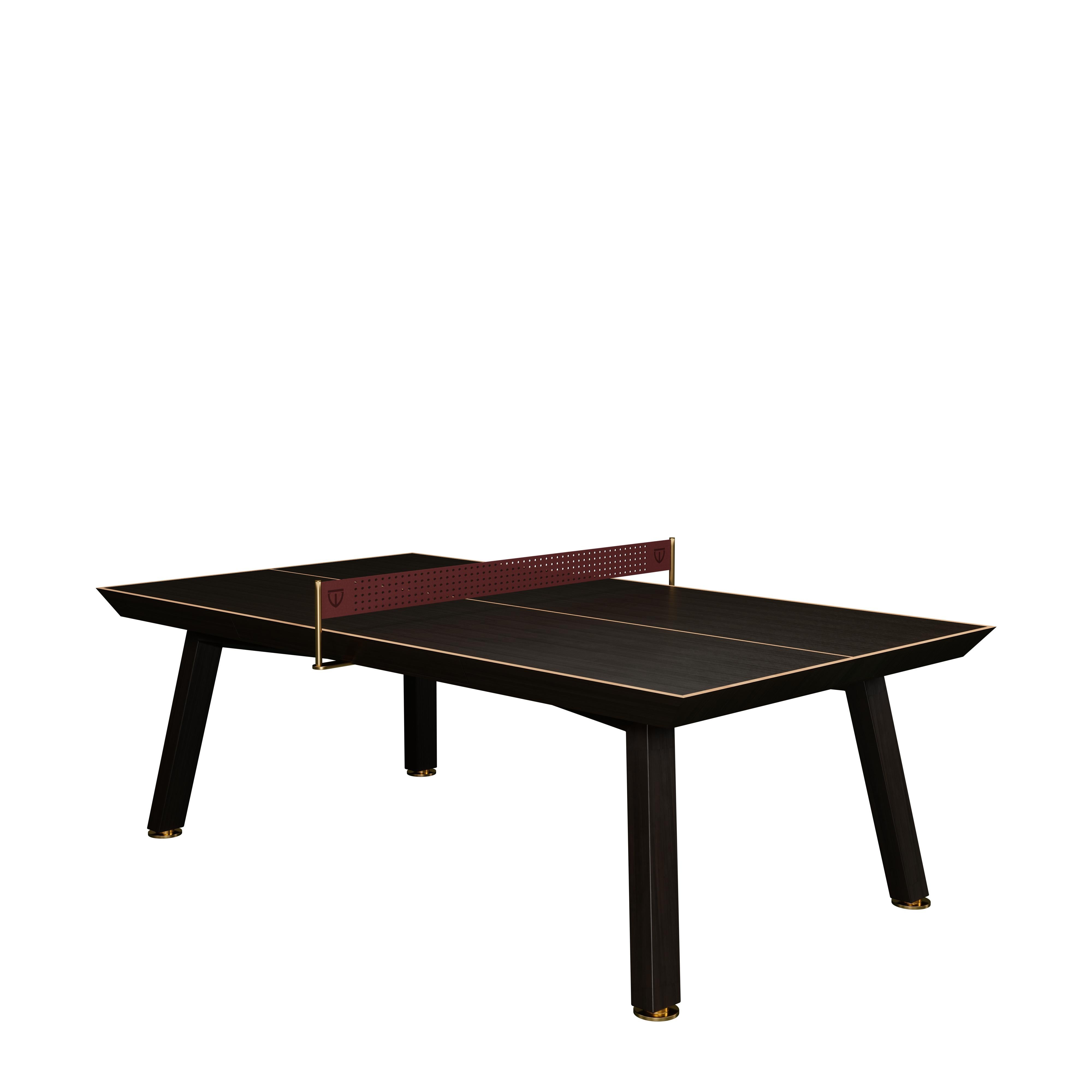 Keppel Ping Pong-Tisch aus Nussbaumholz und Leder aus Eiche, 21. Jahrhundert (Portugiesisch) im Angebot