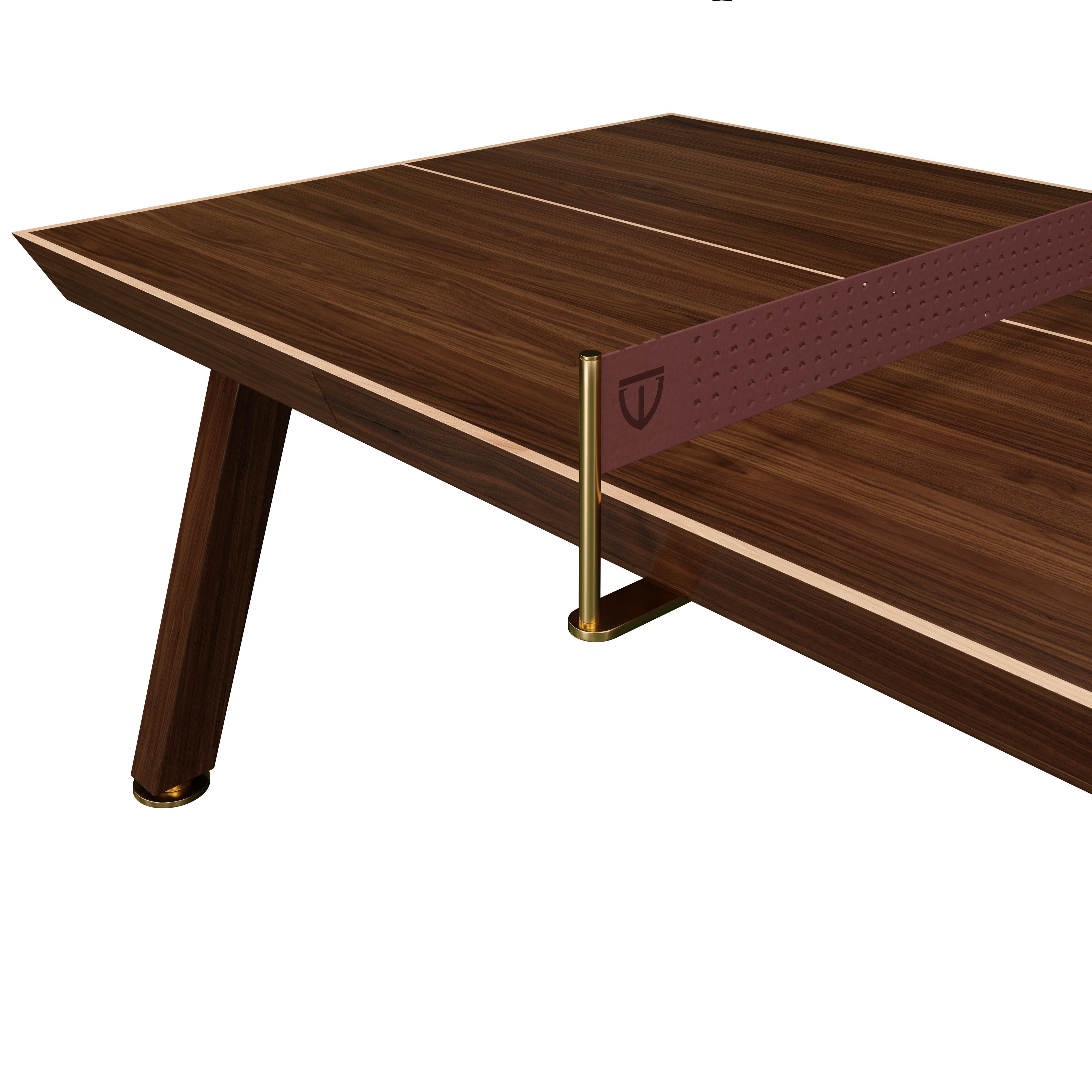 Keppel Ping Pong-Tisch aus Nussbaumholz und Leder aus Eiche, 21. Jahrhundert (21. Jahrhundert und zeitgenössisch) im Angebot