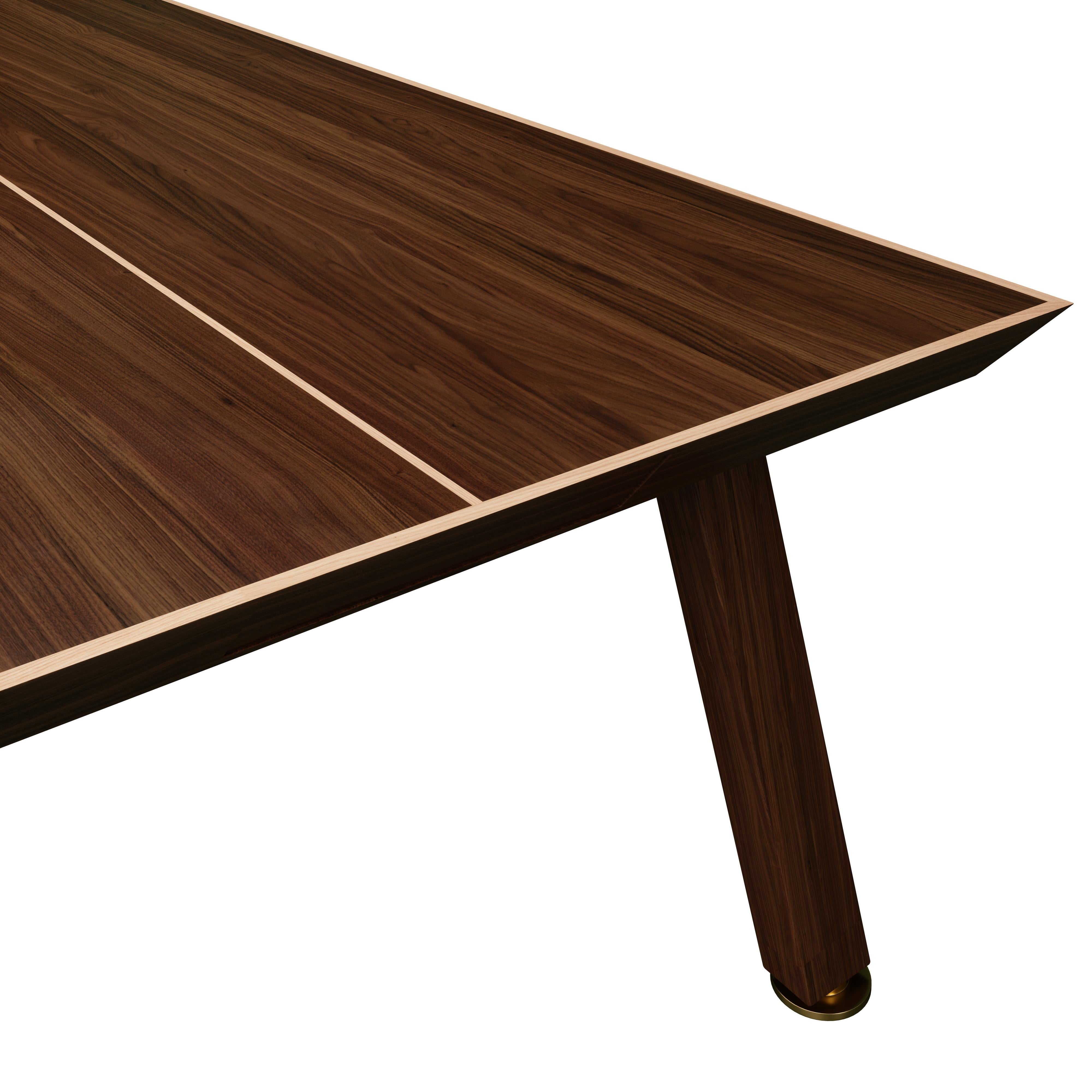 21st Century Keppel Ping Pong Table Walnut Wood Leather Oak For Sale 2