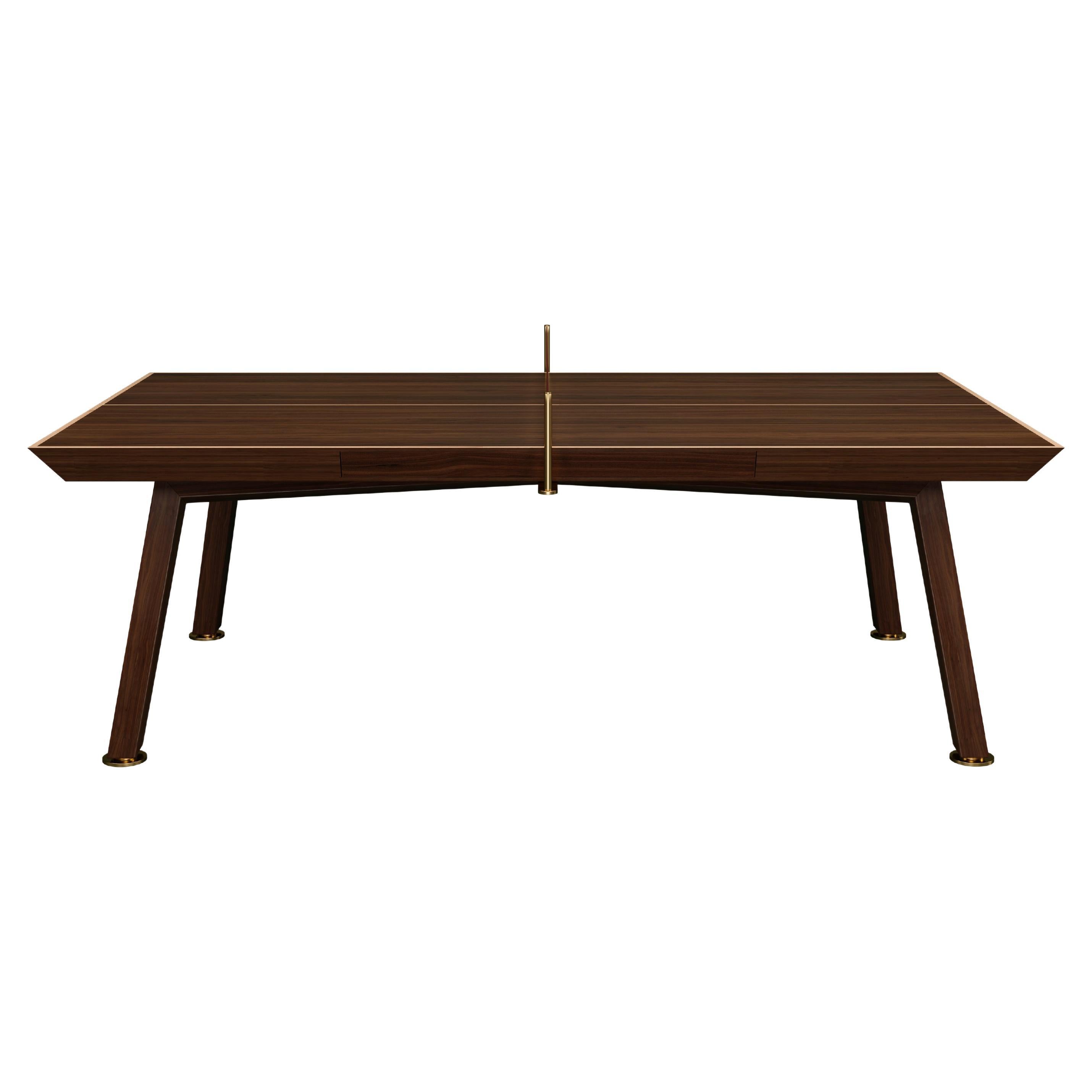 21st Century Keppel Ping Pong Table Walnut Wood Leather Oak For Sale