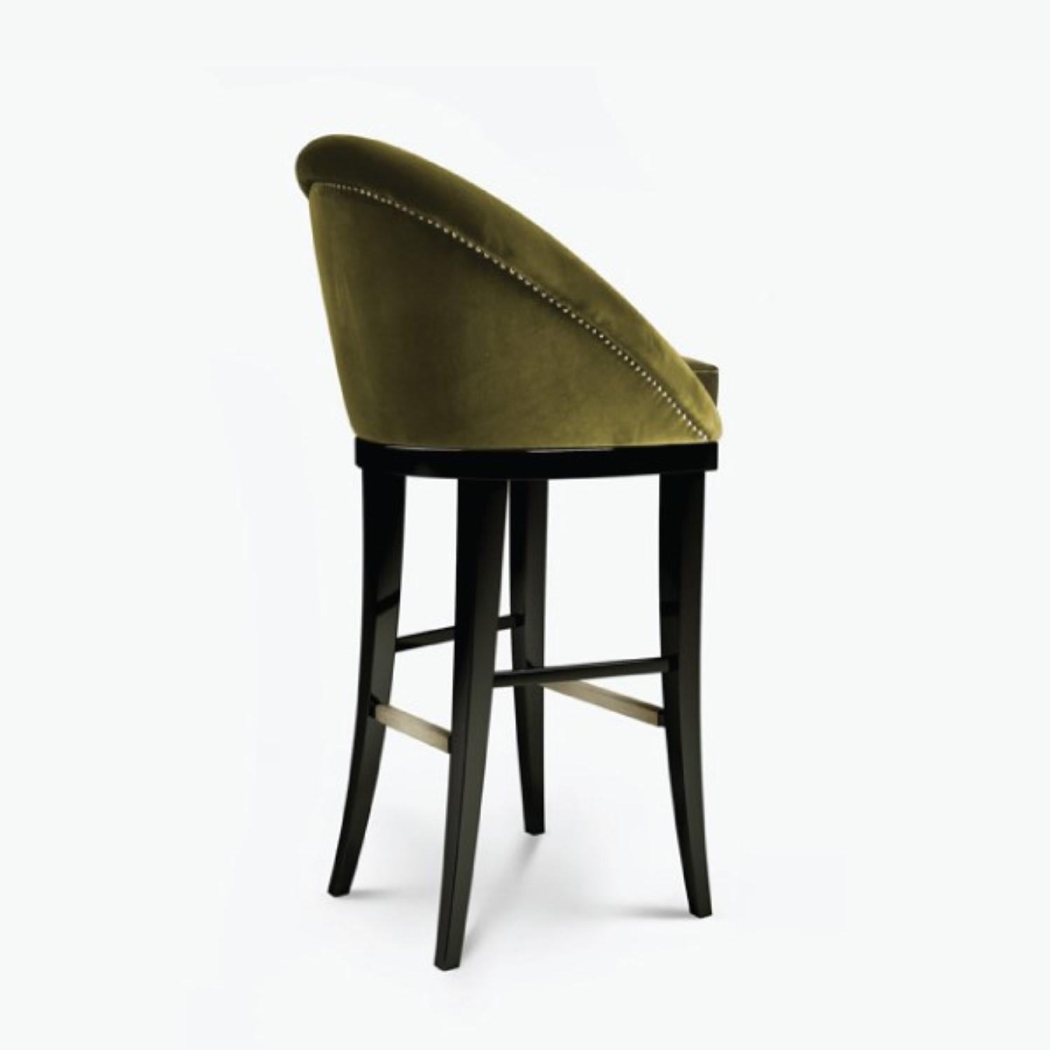 Portuguese 21st Century Kim Bar Chair Cotton Velvet Beechwood For Sale