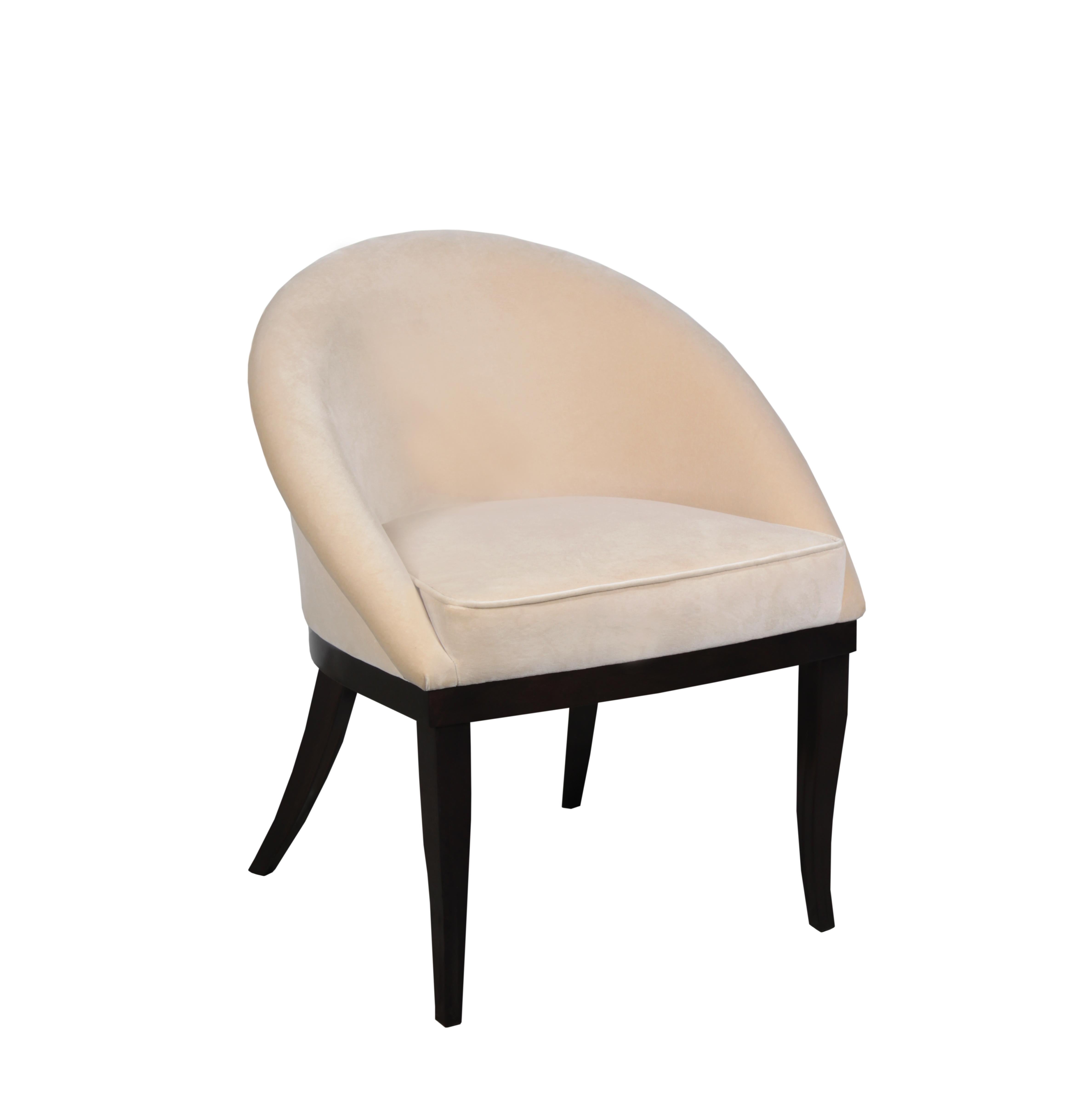 Portuguese 21st Century Kim Dining Chair Walnut Wood Legs  Cotton Velvet For Sale