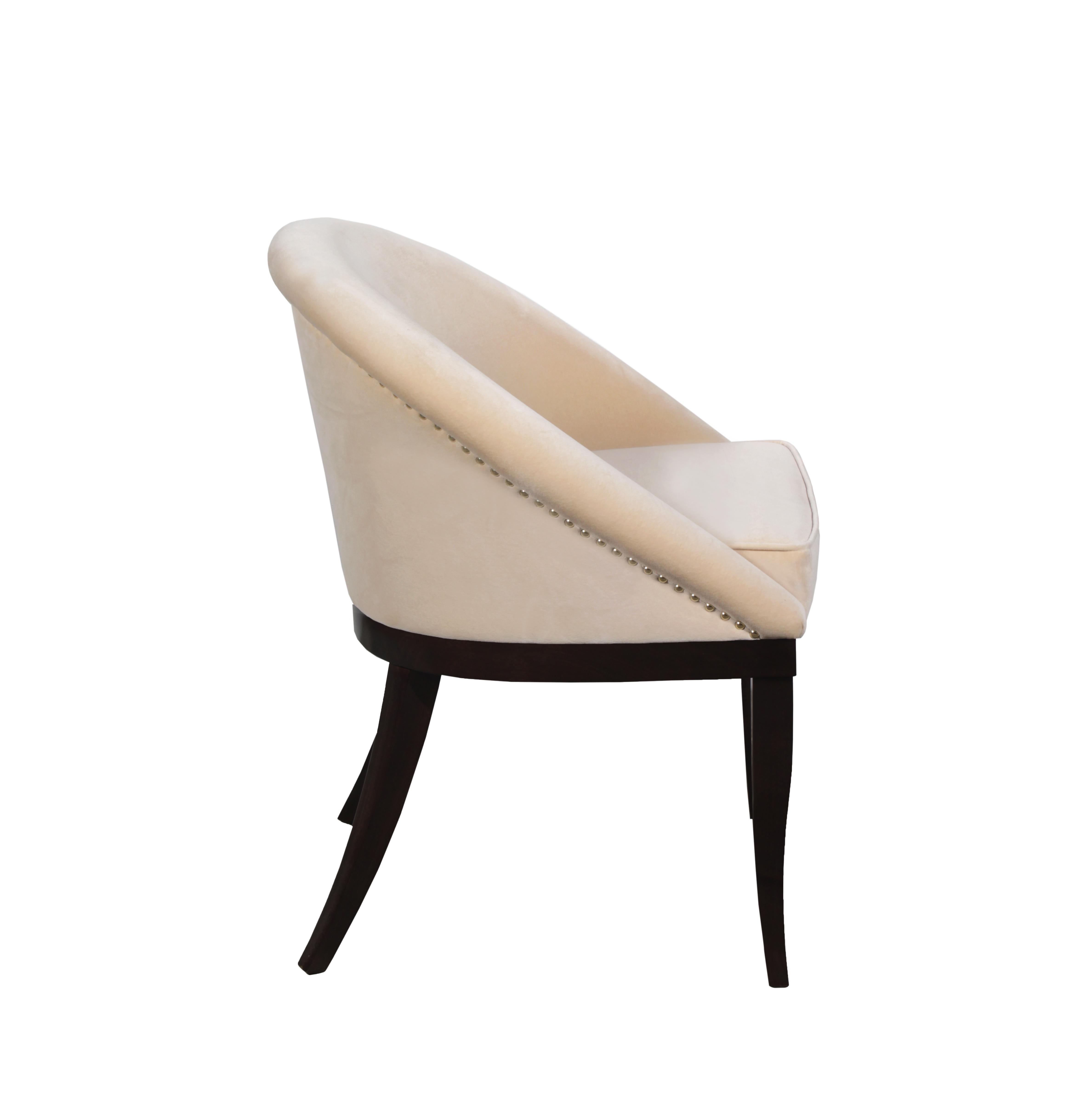Contemporary 21st Kim Dining Chair Walnut Wood Legs  Cotton Velvet Made in Portugal by Ottiu For Sale