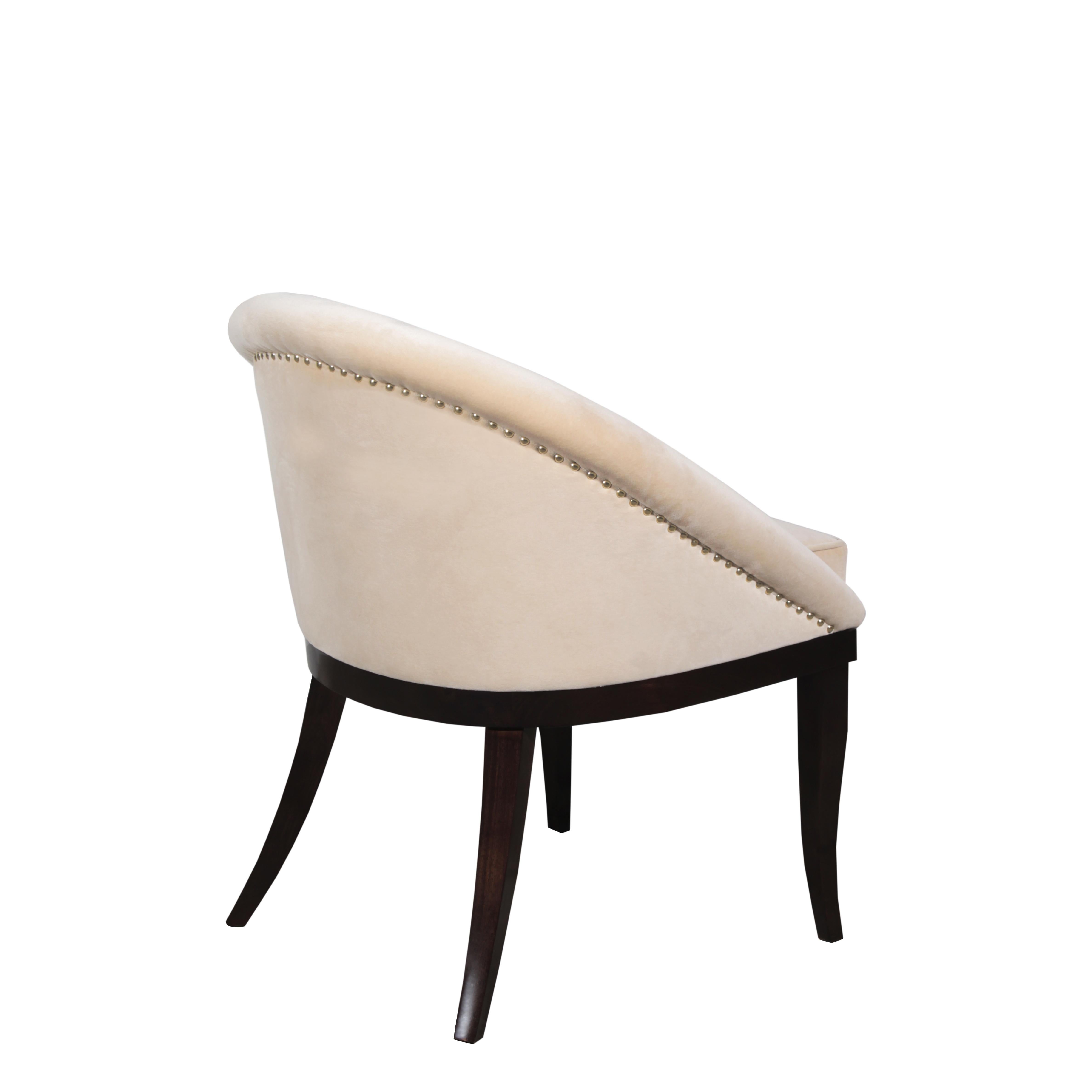 21st Century Kim Dining Chair Walnut Wood Legs  Cotton Velvet For Sale 1