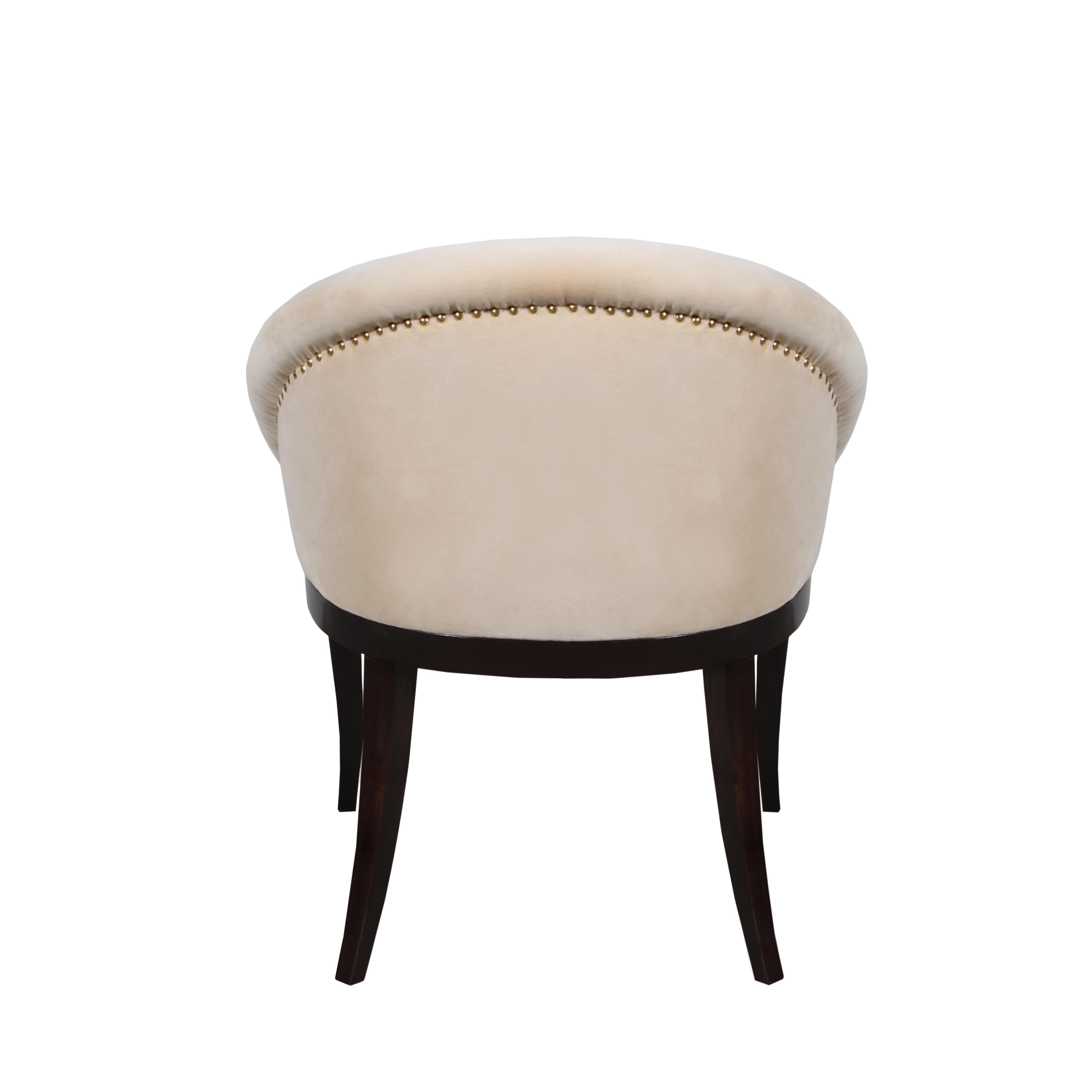 21st Century Kim Dining Chair Walnut Wood Legs  Cotton Velvet For Sale 2