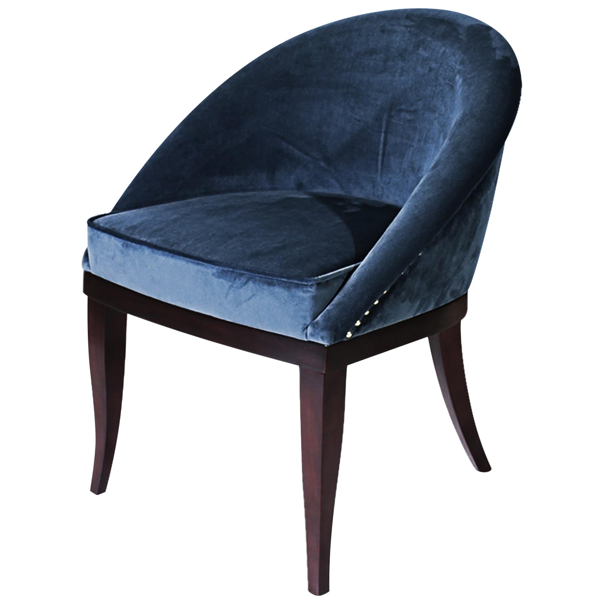 21st Century Kim Dining Chair Walnut Wood Legs  Cotton Velvet