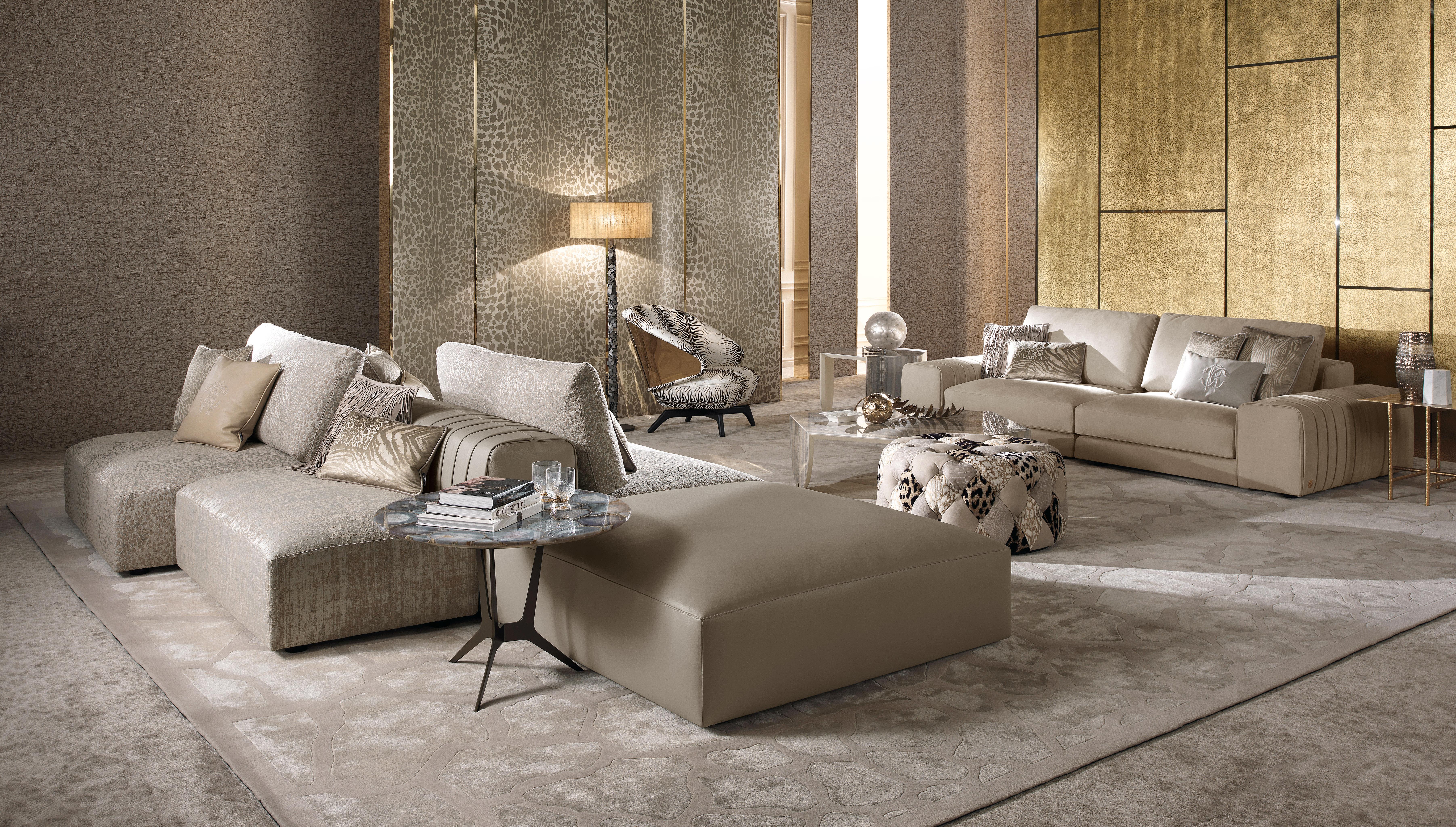 Italian 21st Century Kingston Modular Sofa by Roberto Cavalli Home Interiors For Sale