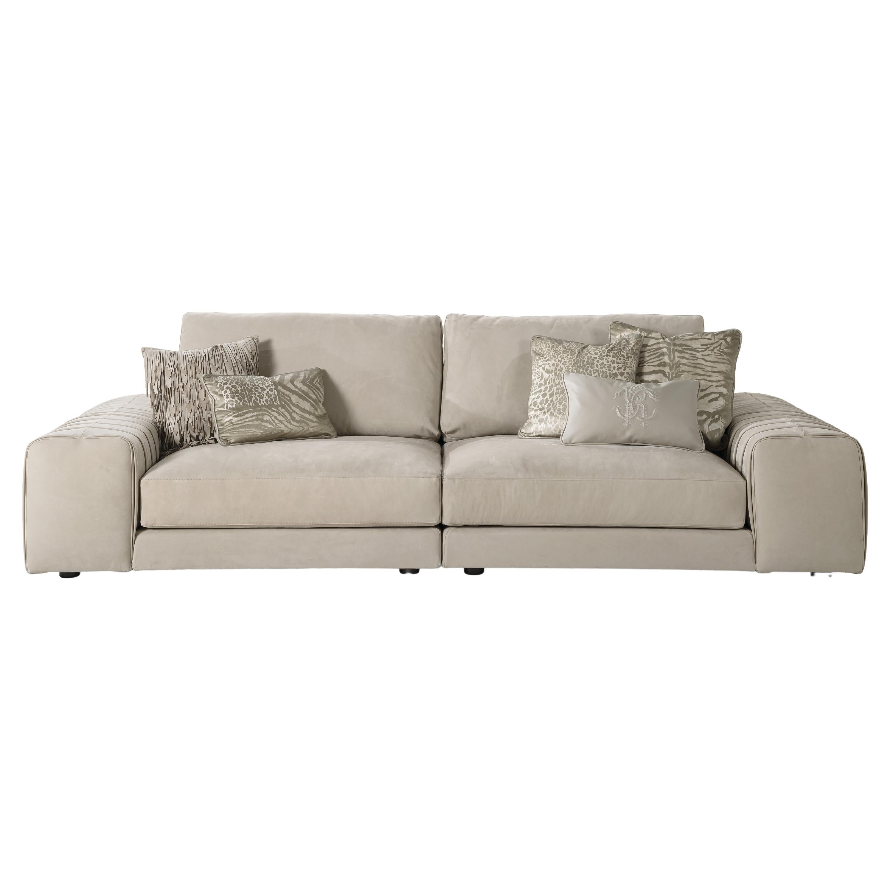 21st Century Kingston Sofa in Leather by Roberto Cavalli Home Interiors For Sale