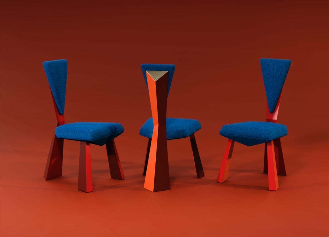 Portuguese 21st Century Kju Bist Dining Chair Bouclé Lacquered Color by Malabar For Sale