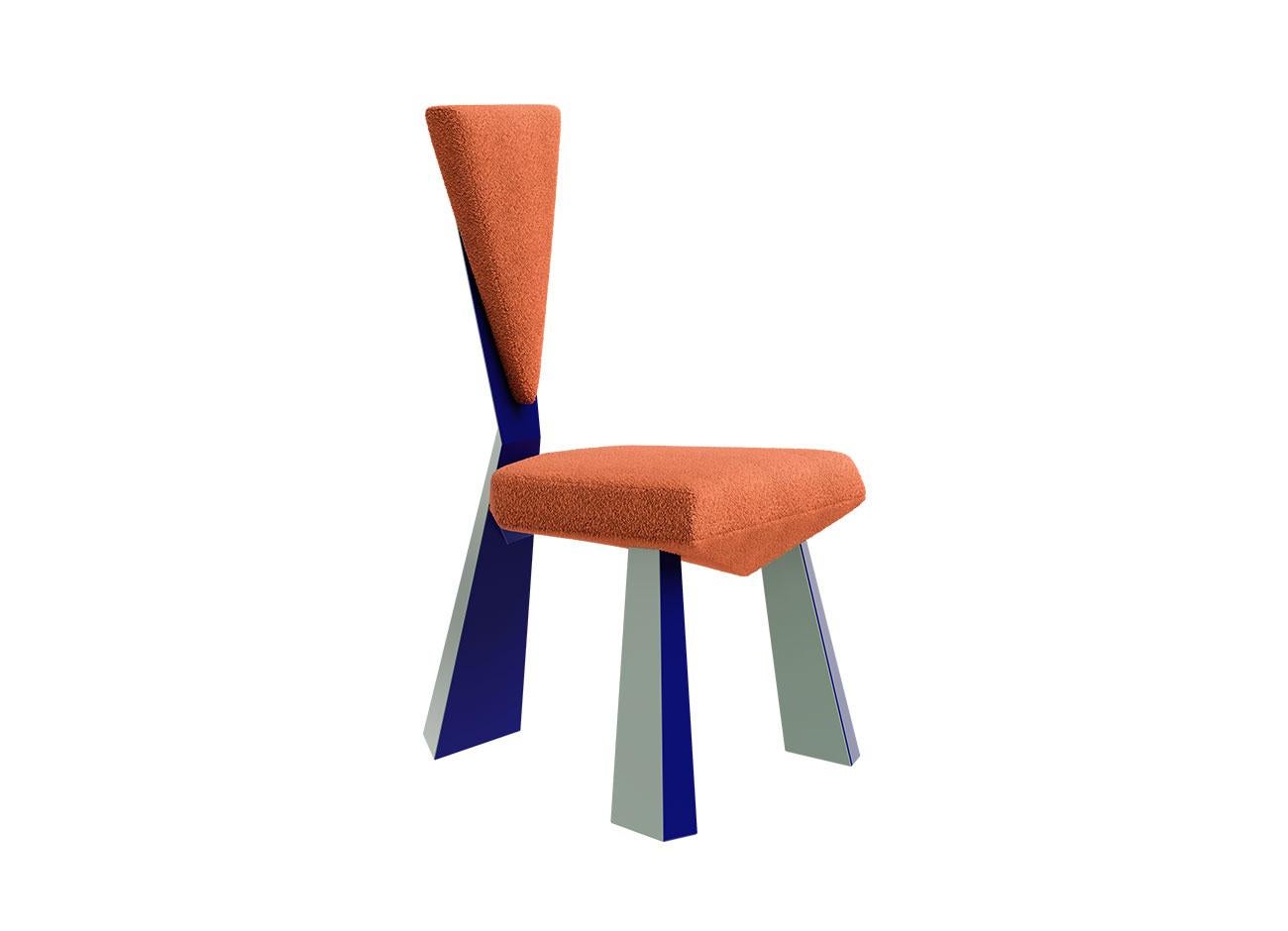 21st Century Kju Bist Dining Chair Bouclé Lacquered Color by Malabar In New Condition For Sale In RIO TINTO, PT