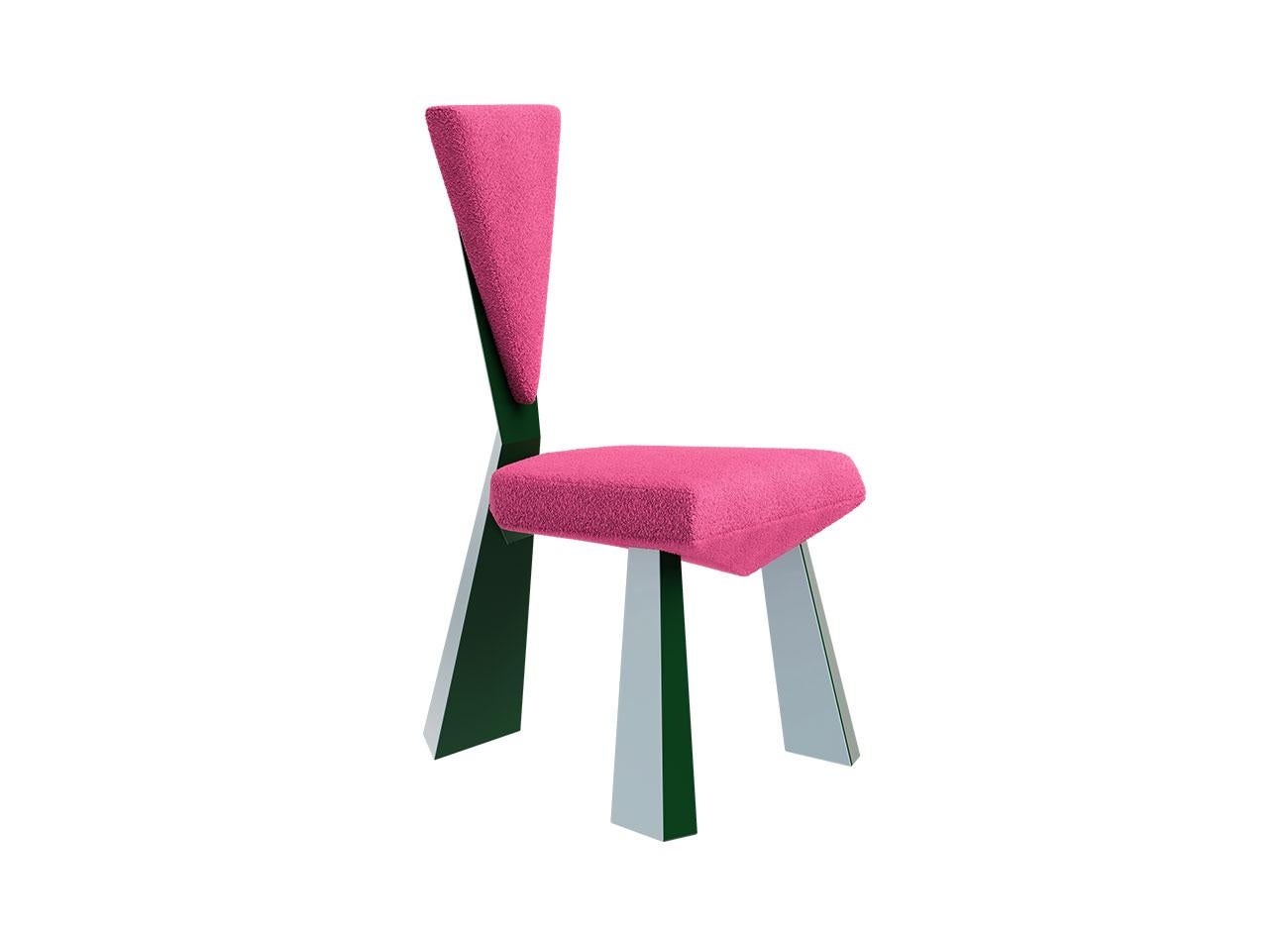 Contemporary 21st Century Kju Bist Dining Chair Bouclé Lacquered Color by Malabar For Sale