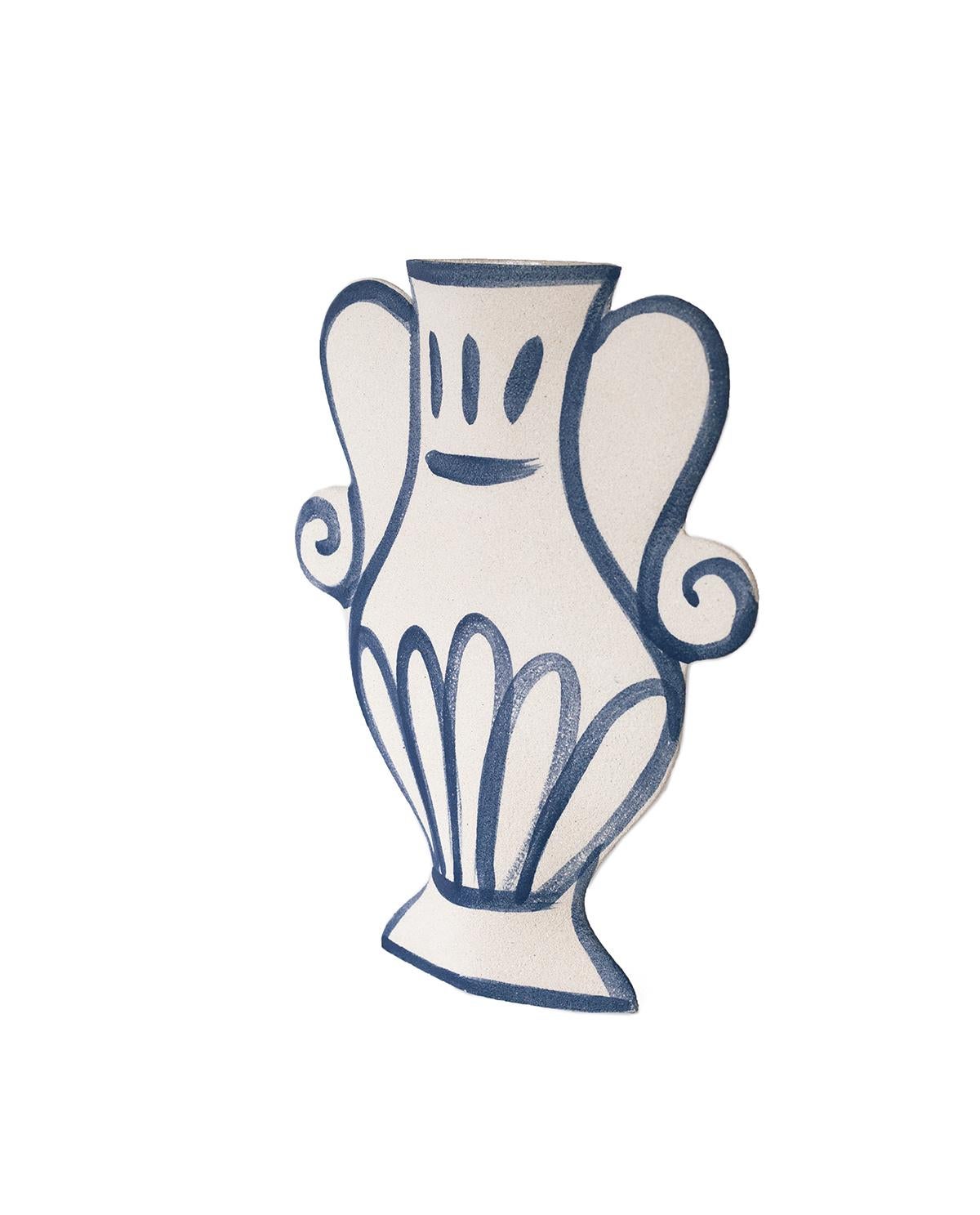 A part of a captivating new line blending ancient Greek pottery with contemporary design, the ‘Krater N°2’ vase showcases delicate blue underglaze illustrations that harmonize traditional and modern aesthetics.
Crafted by our designer, the blue