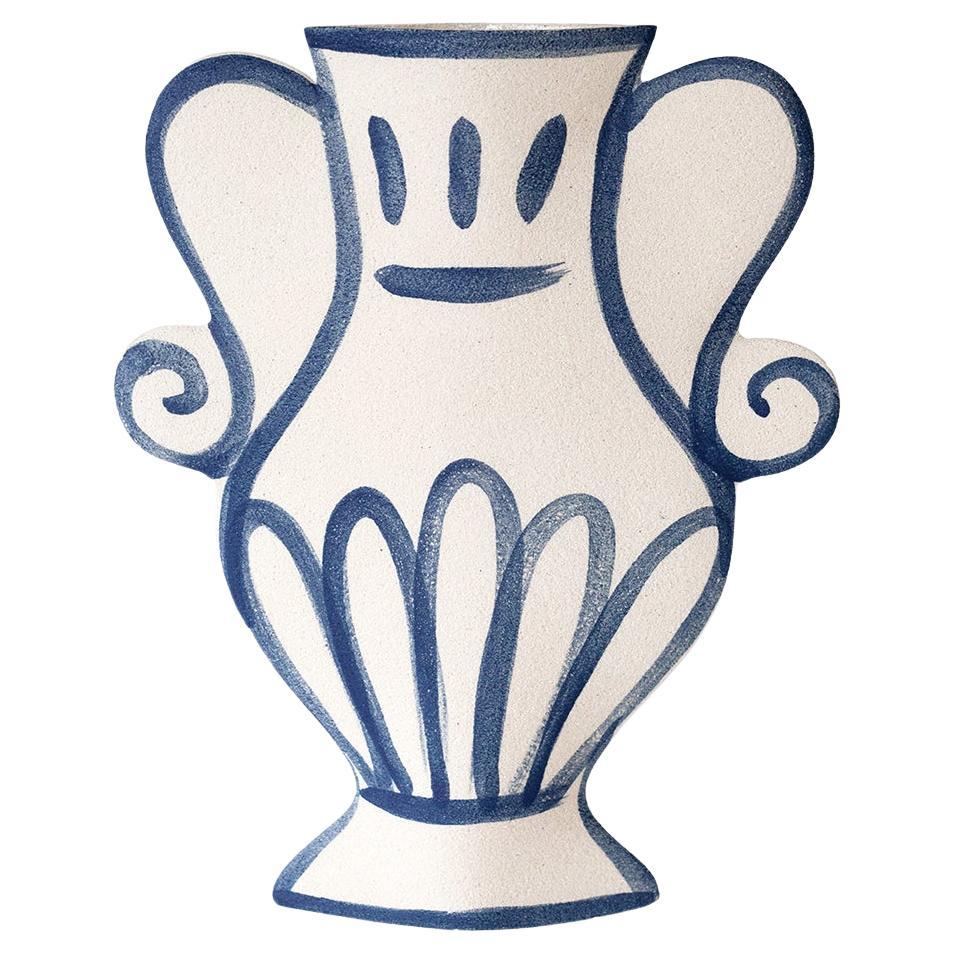 21st Century ‘Krater N°2’, in White Ceramic, Hand-Crafted in France For Sale