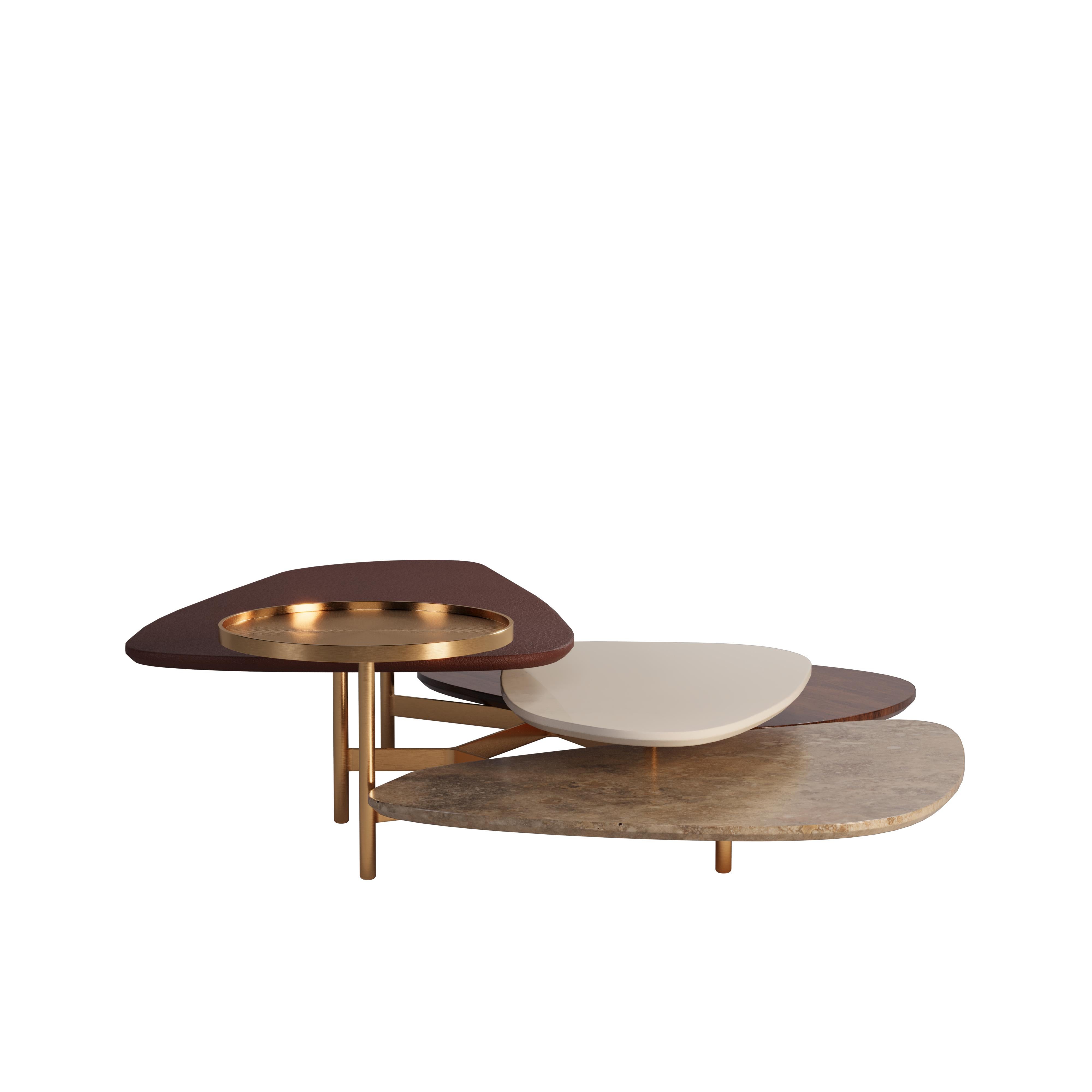 Contemporary 21st Century La Toile Center Table Alicante Marble and Travertine by Malabar For Sale