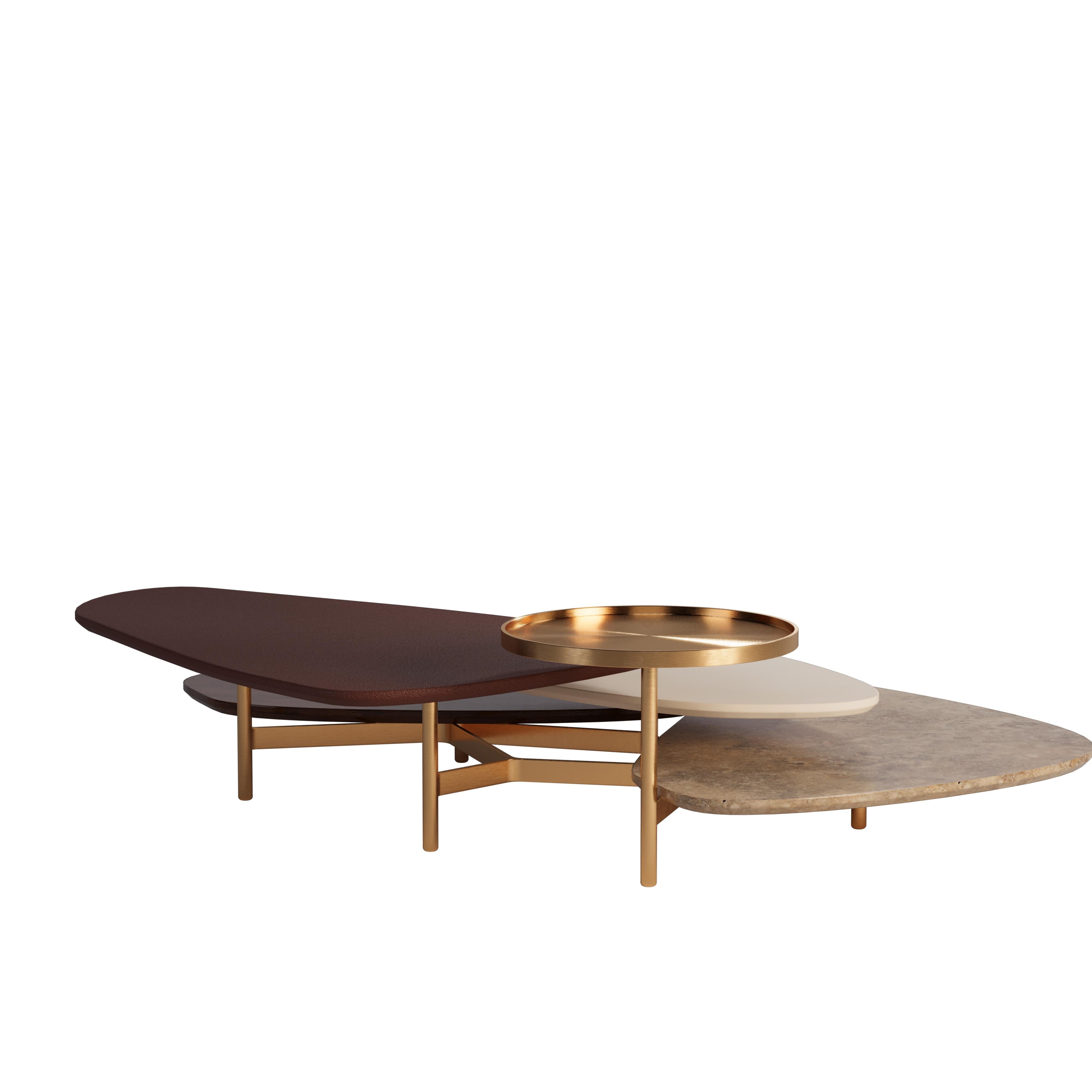 21st Century La Toile Center Table Alicante Marble and Travertine by Malabar For Sale 1