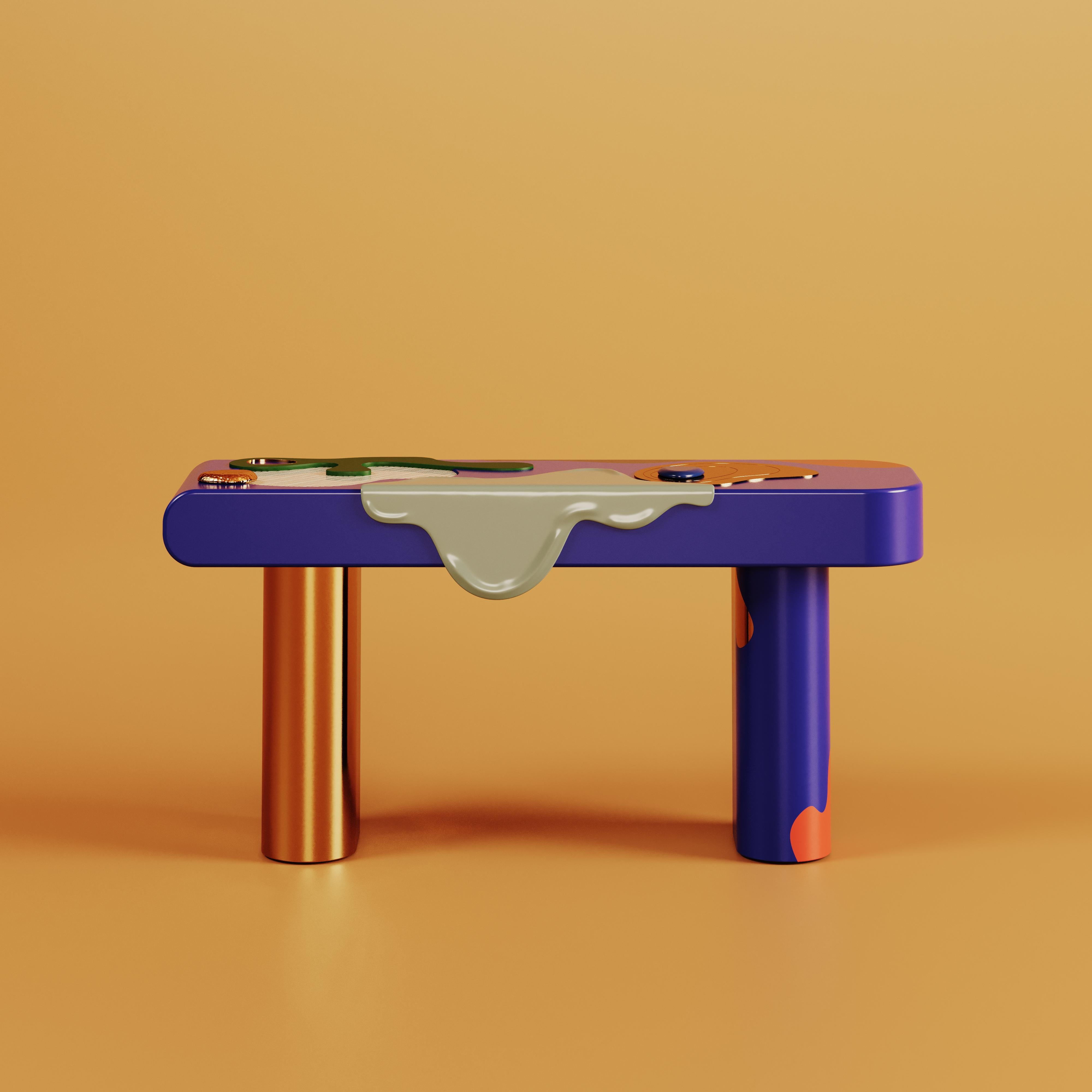 21st Century La vie Console Lacquered Wood Brass Made in Portugal by Malabar For Sale 4