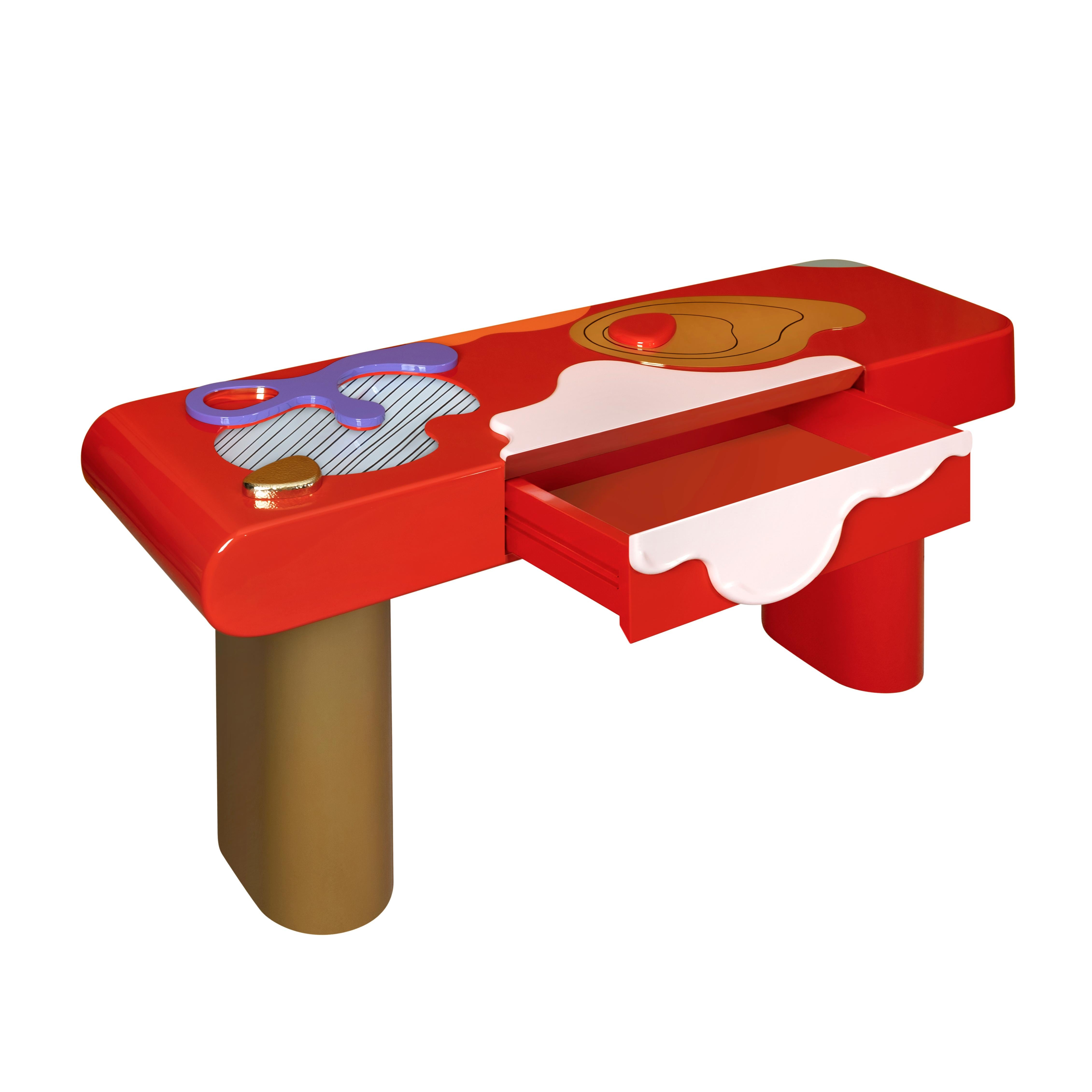 XXIe siècle et contemporain Console La vie du 21e siècle en bois laqué et laiton fabriqué au Portugal par Malabar en vente