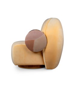 21st Century La Voix Armchair Cotton Velvet Pattern Walnut Wood