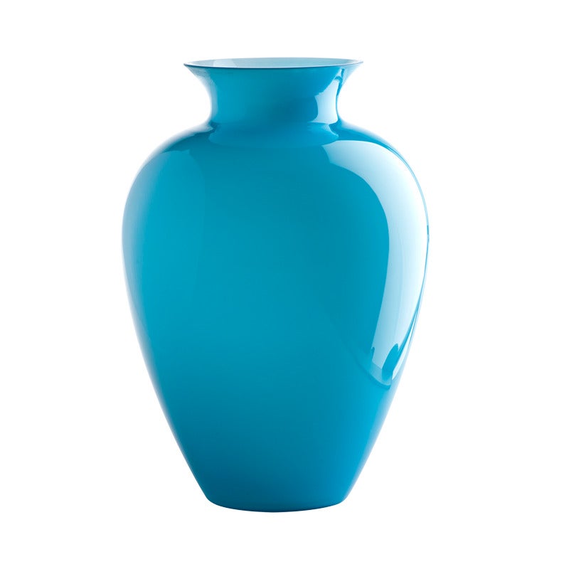21st Century Labuan Small Glass Vase in Aquamarine by Venini For Sale