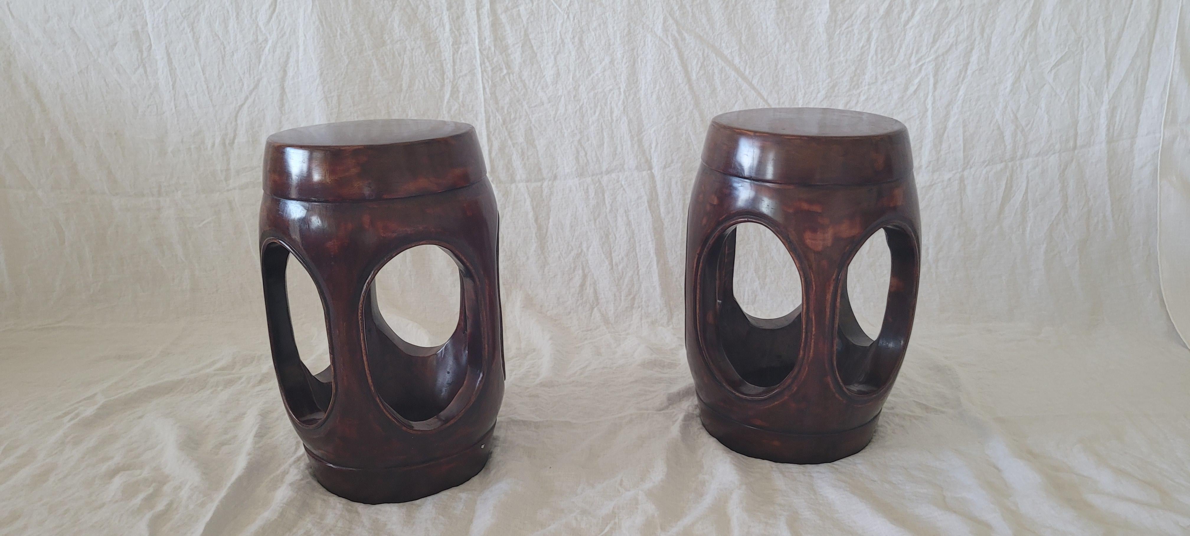 Chinese 21st Century Lacquer Drum Stools For Sale