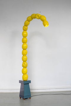 21st Century Lamp "Curved Melon TOTEM" by Rem Atelier Ceramic Wood Organic