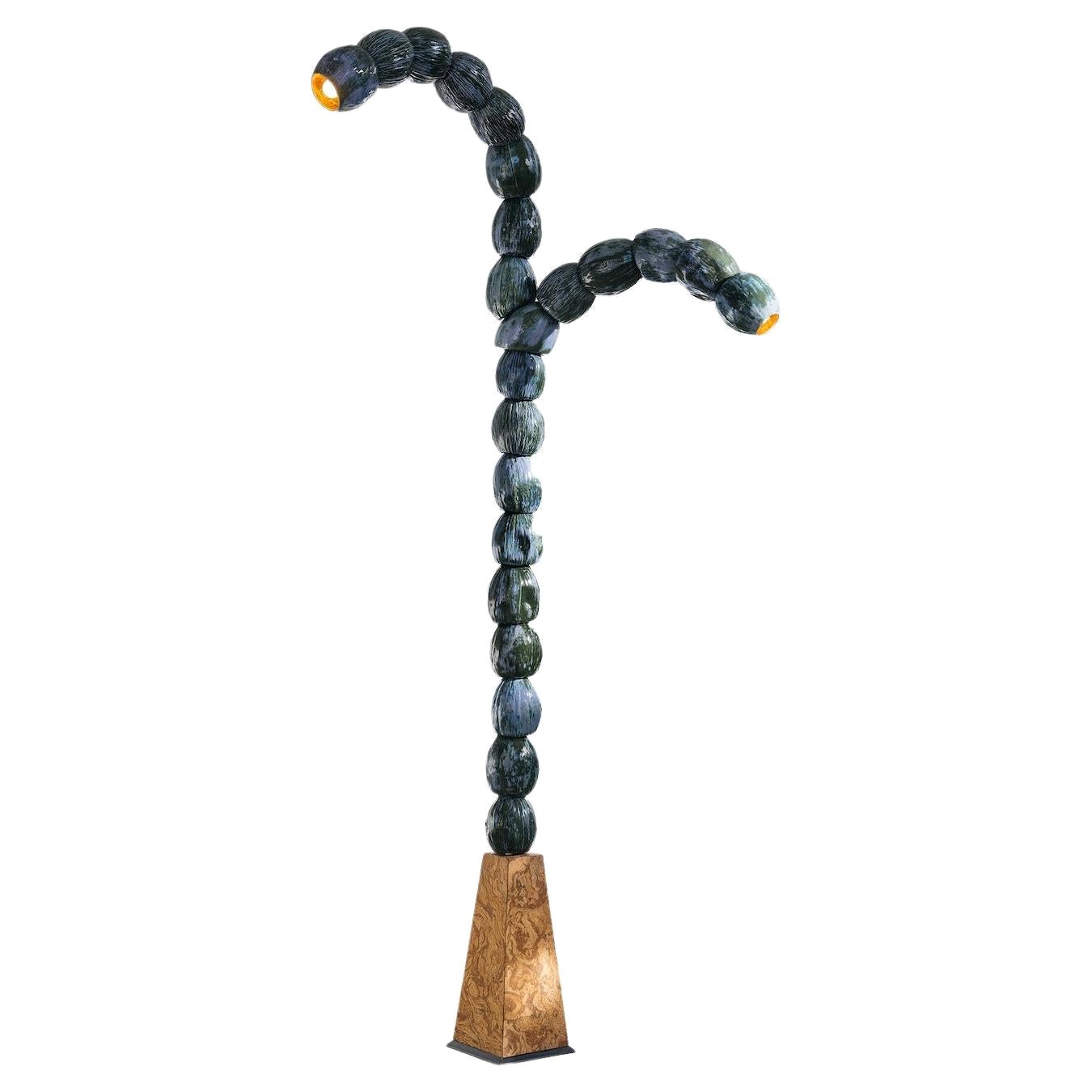 21st Century Lamp "Curved Melon TOTEM" Double Stem by Rem Atelier Organic Design For Sale