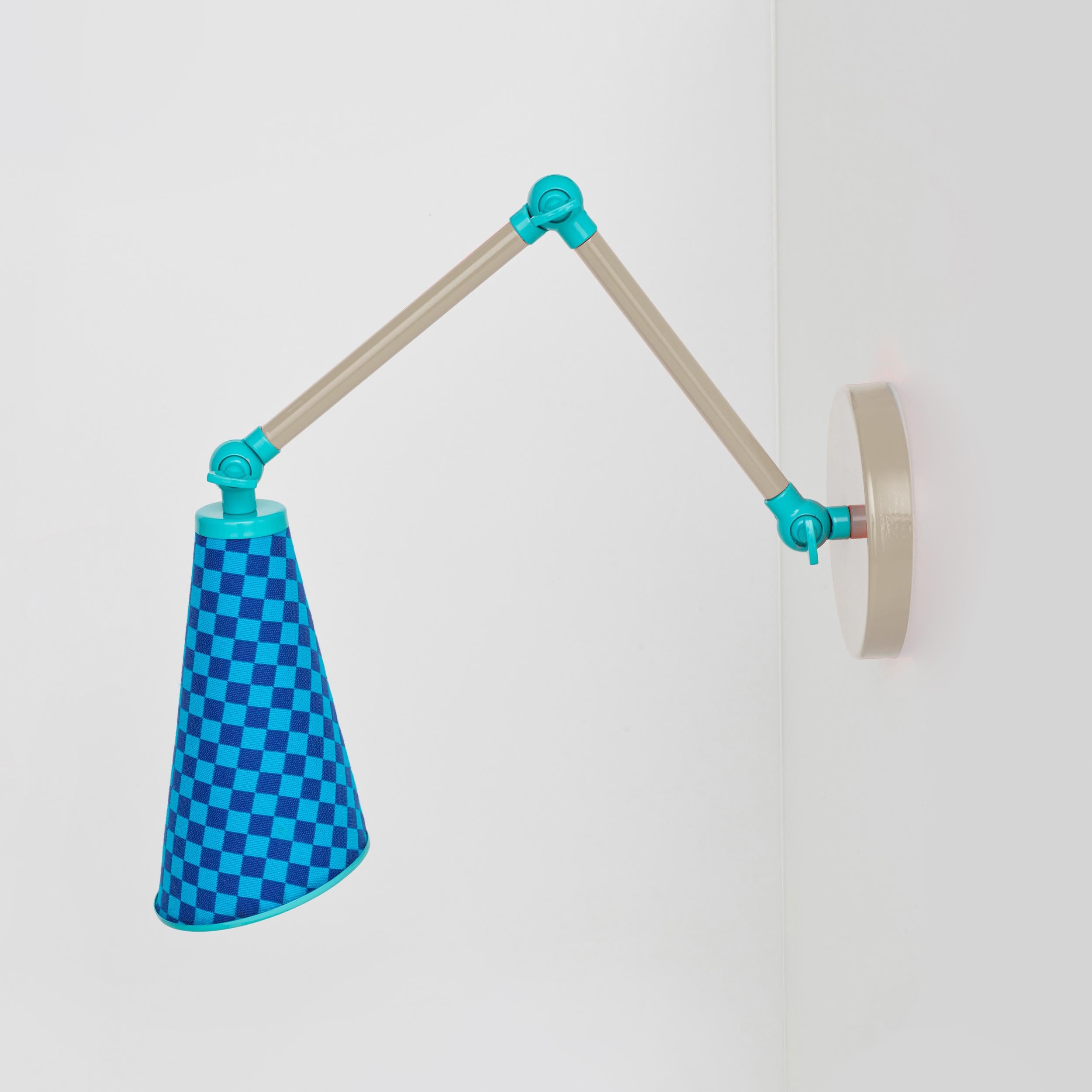 Contemporary 21st Century Lanterna Checkered Wall Sconce in Blue and Orange For Sale