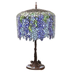 Used 21st Century Large Tiffany Style Wisteria Table Lamp