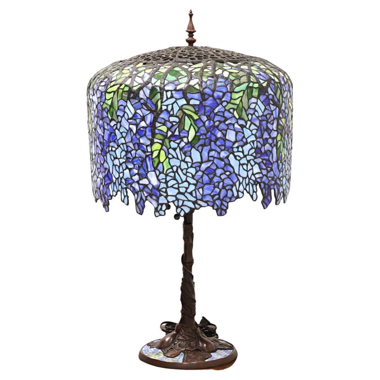 21st Century Large Tiffany Style Wisteria Table Lamp For Sale at 1stDibs