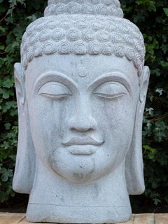 21st Century Large andesite stone Buddha head