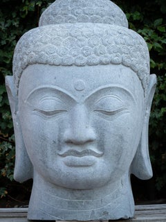21st Century Large andesite stone Buddha head from Indonesia