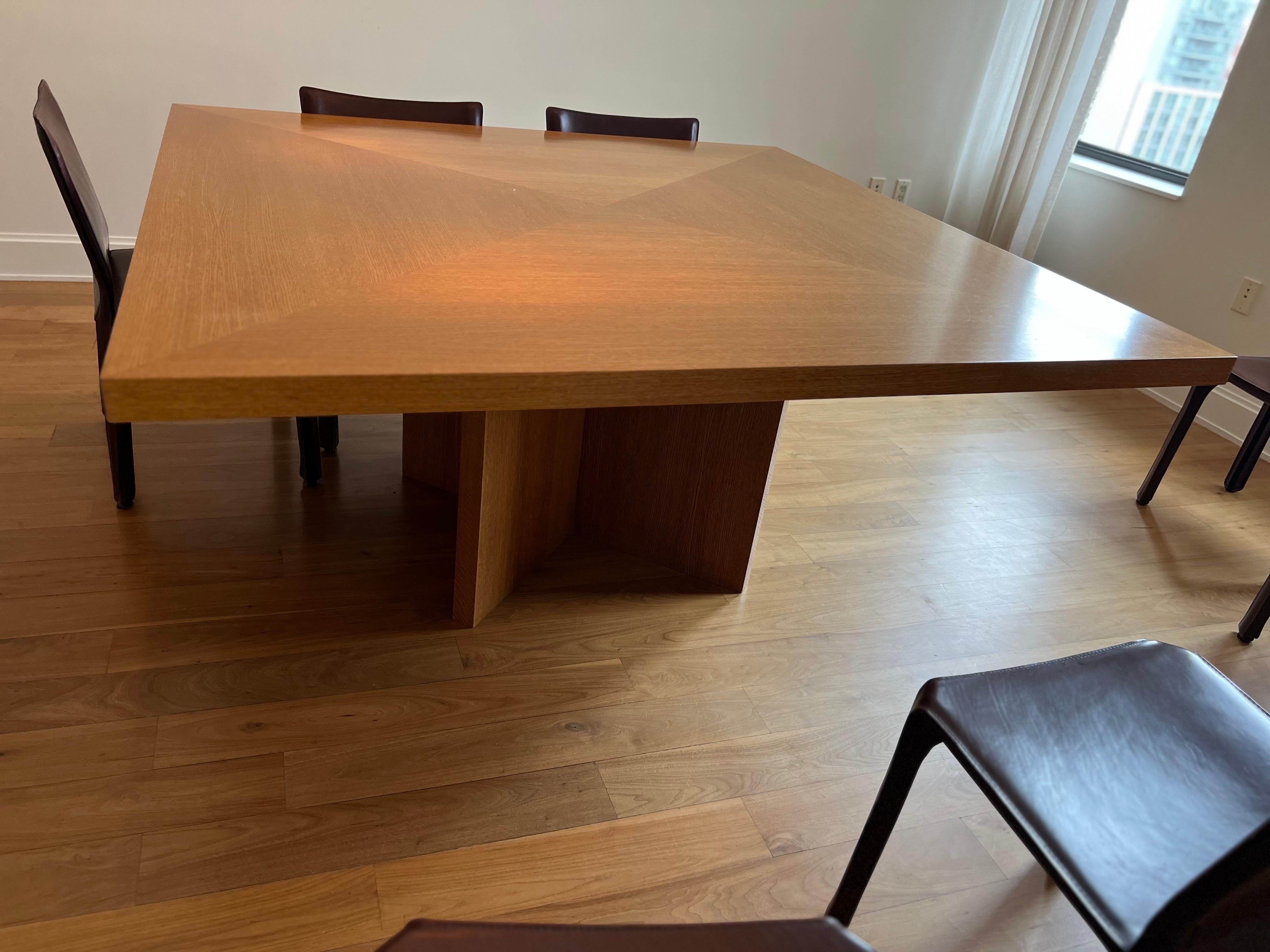 Contemporary 21st Century Large Custom Square Oak Dining Table For Sale