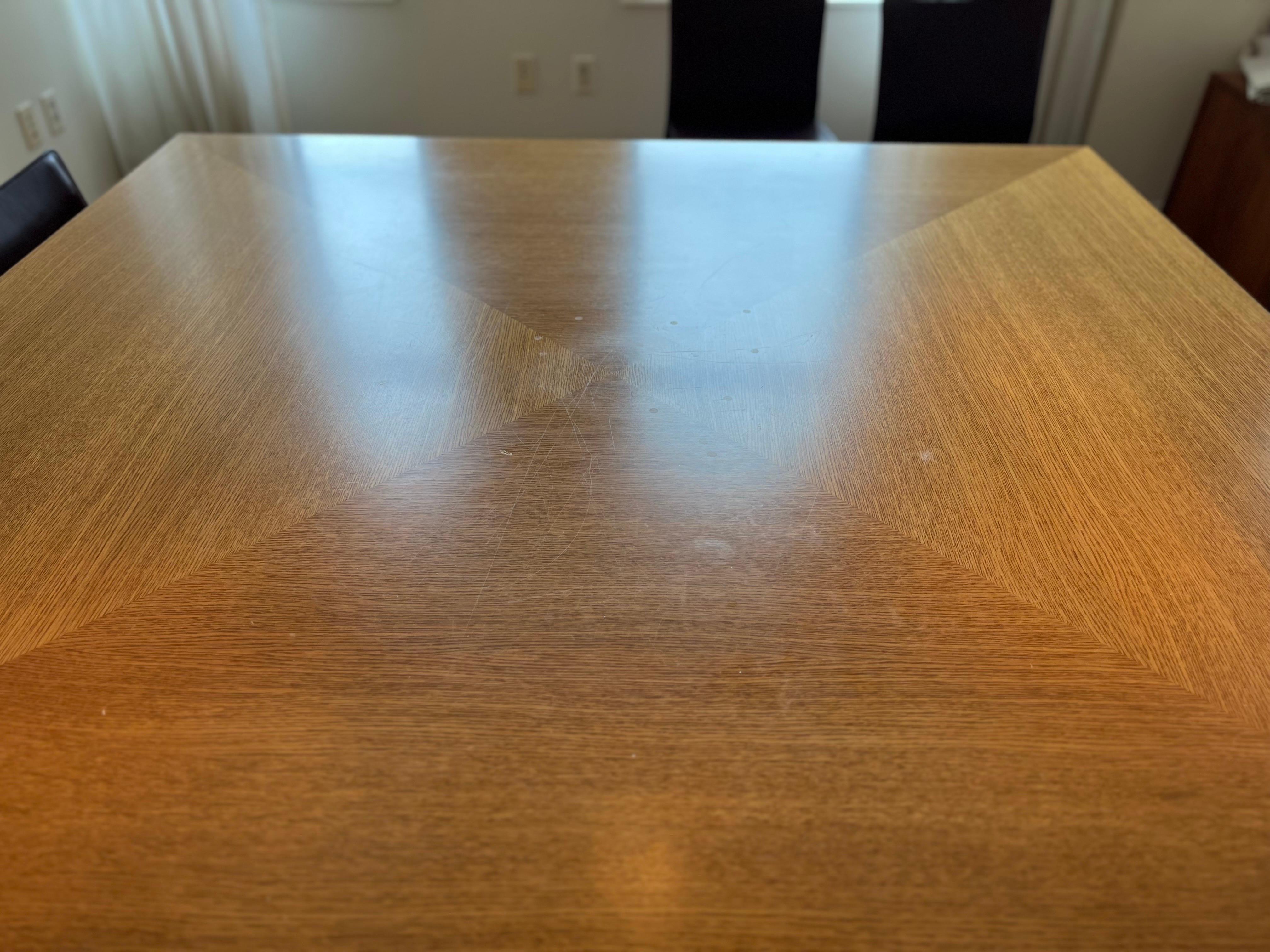 21st Century Large Custom Square Oak Dining Table For Sale 1