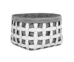 21st Century Large Hook Leather Basket for Towels with Fabric Handmade in Italy