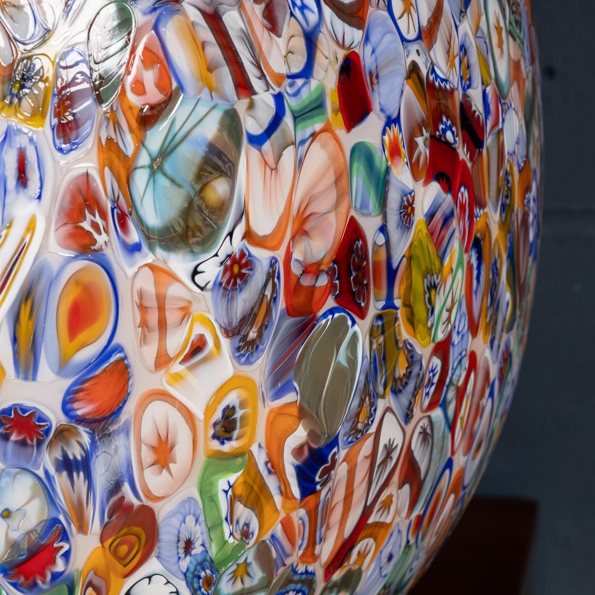 21st Century Large Italian Egg Shaped Table Lamp By Murrina Millefiori, Murano 6