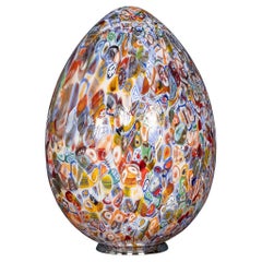 21st Century Large Italian Egg Shaped Table Lamp By Murrina Millefiori, Murano
