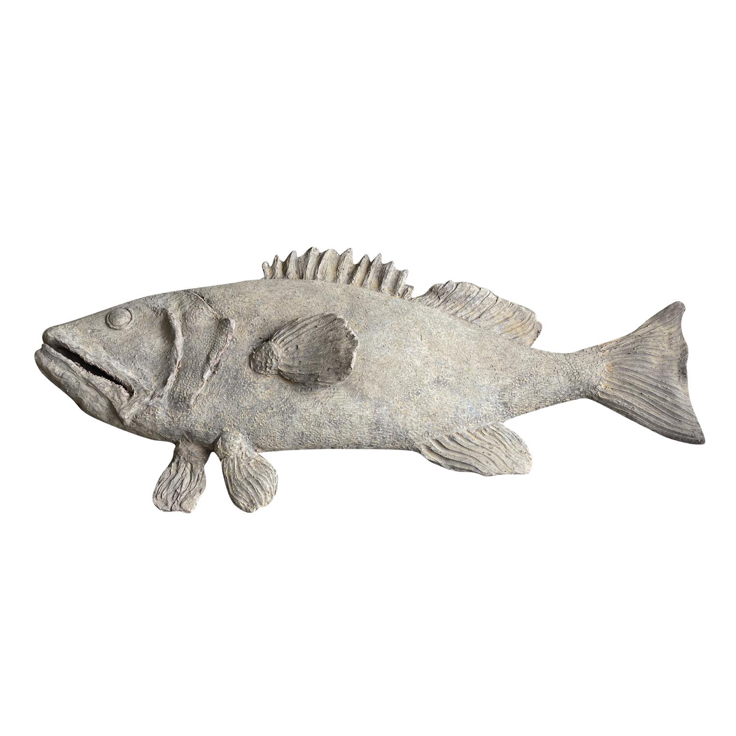 Hand-Crafted 21st Century Large Italian Terra Cotta Fish Statuette - Tuscan Wall Décor
