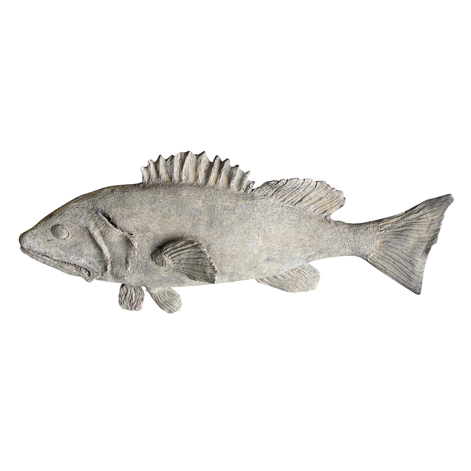 21st Century Large Italian Terra Cotta Fish Statuette - Tuscan Wall Décor In Good Condition In West Palm Beach, FL