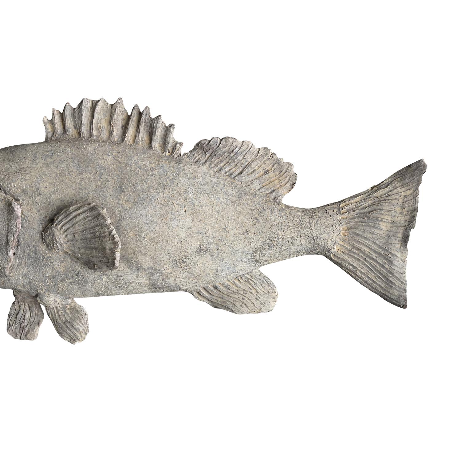 Contemporary 21st Century Large Italian Terra Cotta Fish Statuette - Tuscan Wall Décor