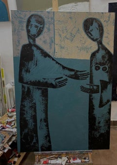 21st Century Large Painting Oil on Canvas "He and She" by Tatyana Harizanova