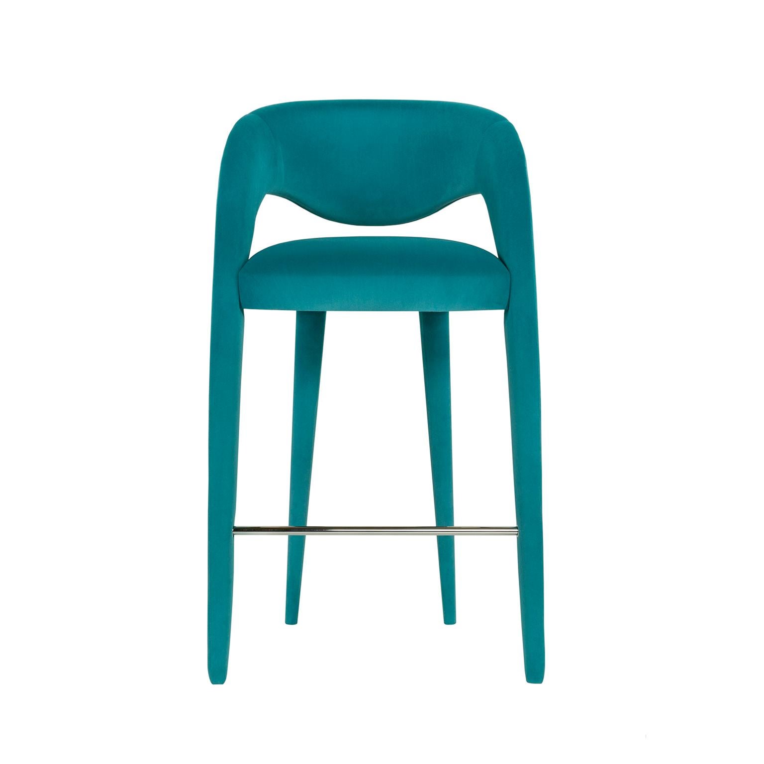 Moderne Tabouret de bar Laurence, turquoise, acier, fabriqué à la main au Portugal par Greenapple en vente