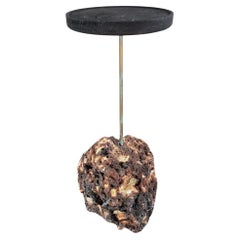 21st Century Lava Base/Black Top Side Table by Michael Javidi - made to order 