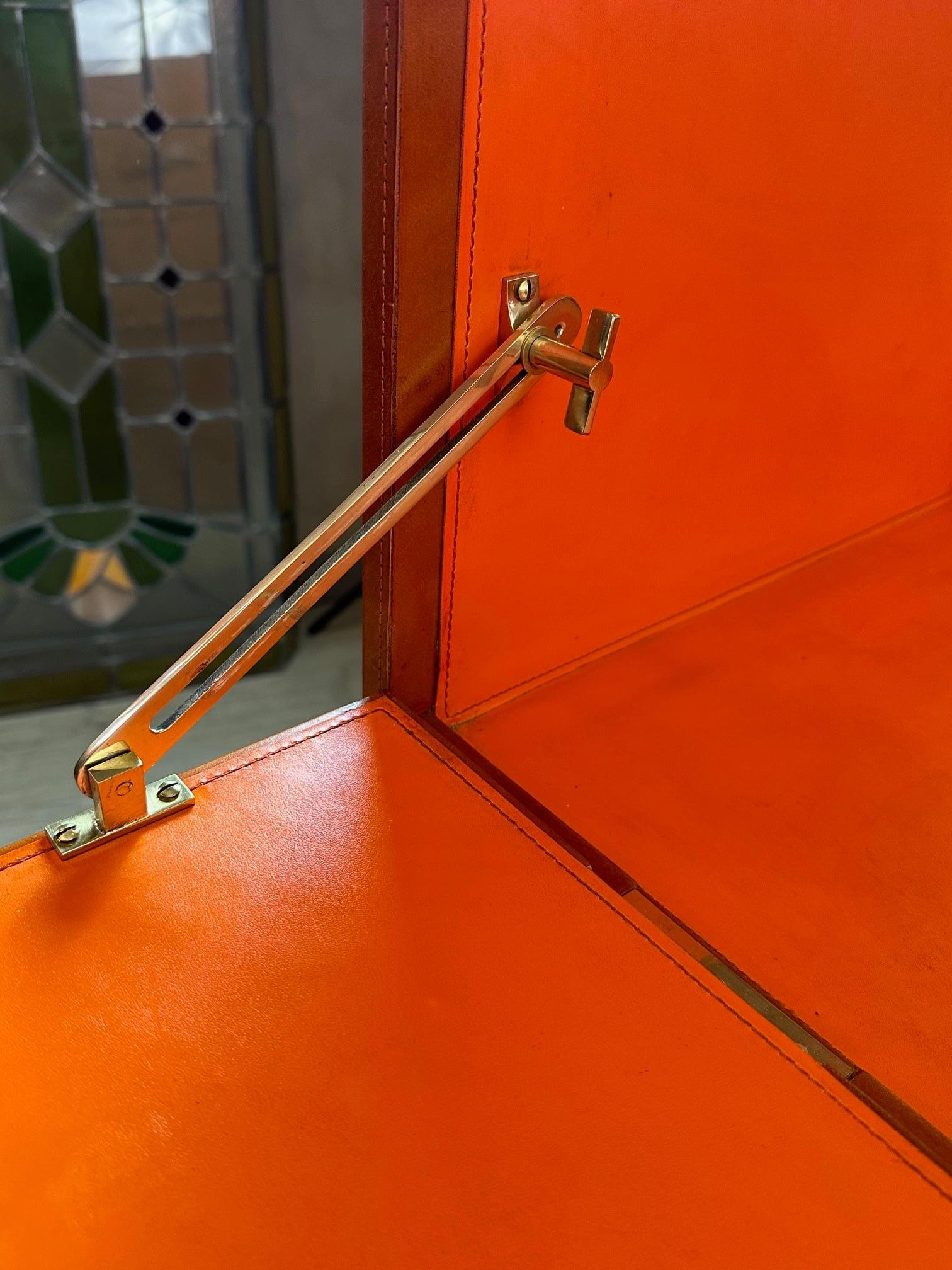 21st century Leather and Brass Bar Trunk 8