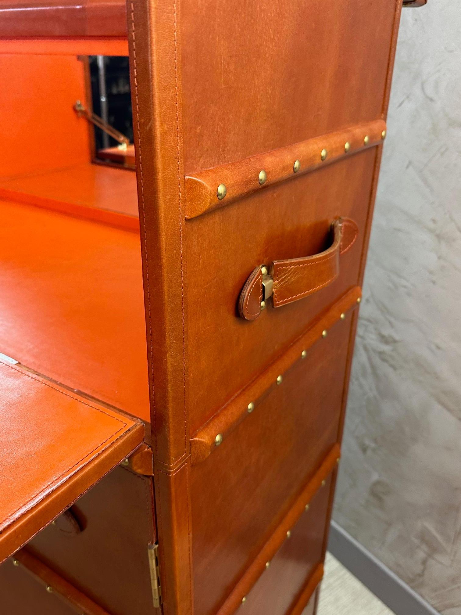 21st century Leather and Brass Bar Trunk 9