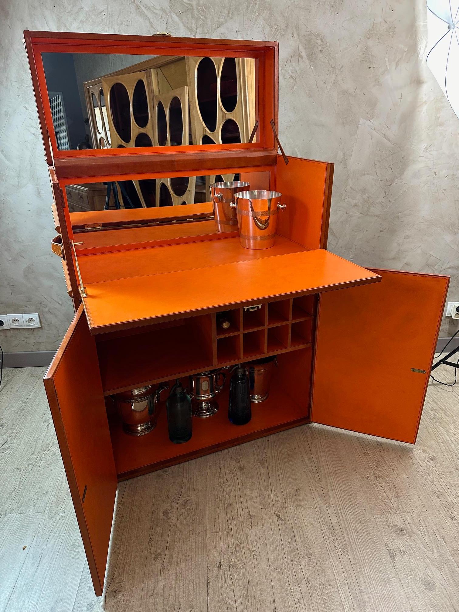 21st century Leather and Brass Bar Trunk 15