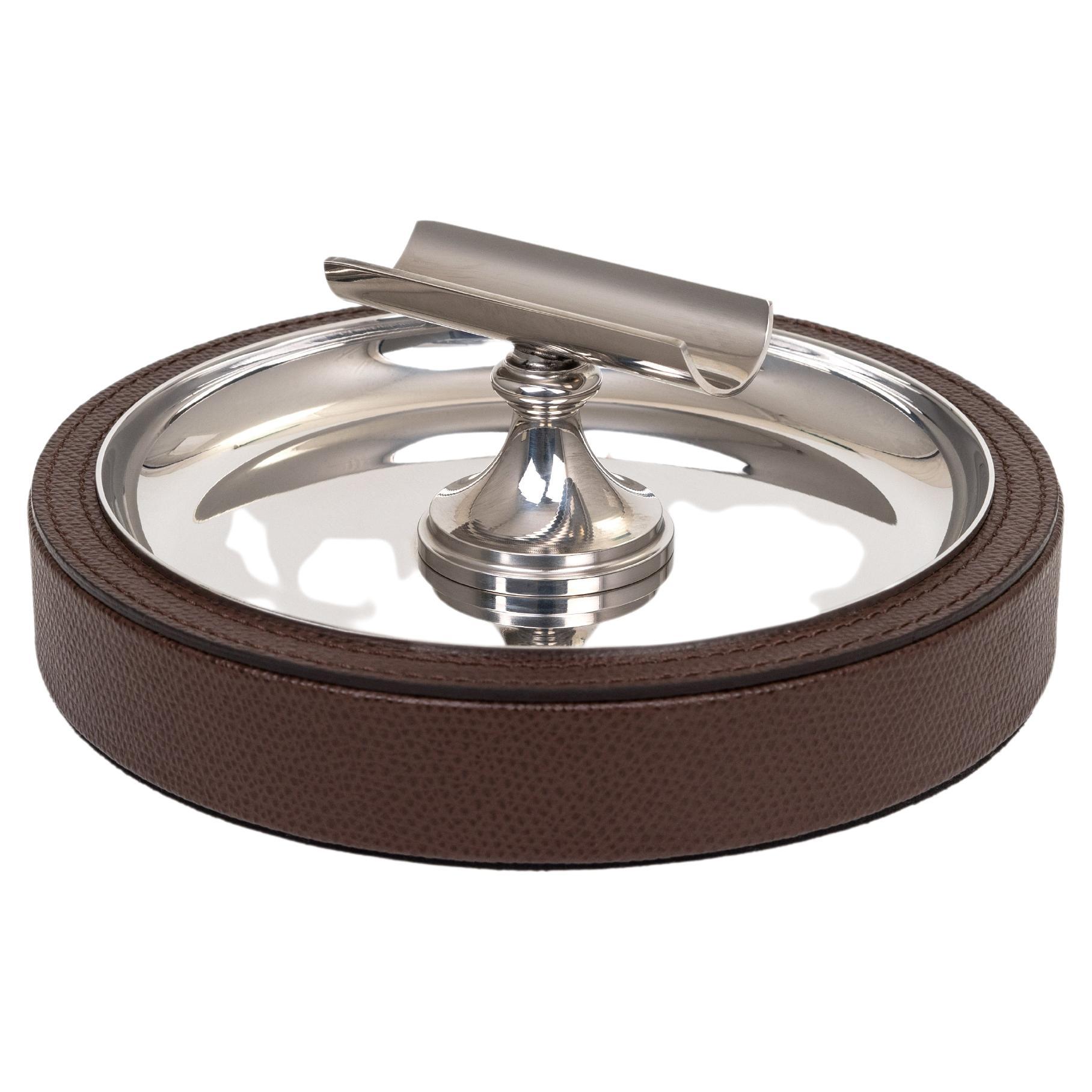 21st Century Leather Cigar Ashtray Handcrafted in Italy For Sale