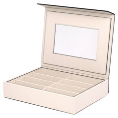 21st Century Leather Eyeglasses Box Cover with Mirror Handcrafed in Italy