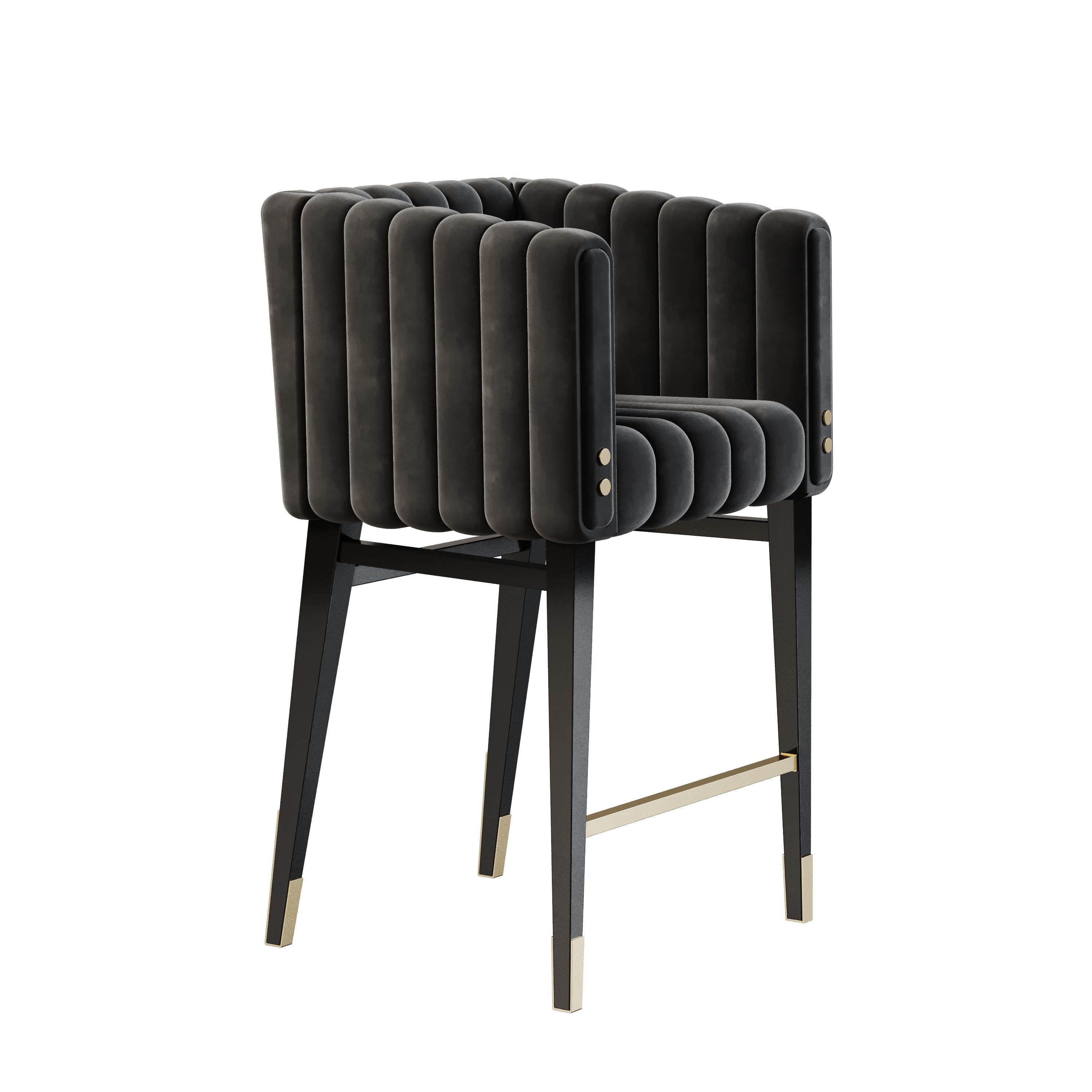 Brass 21st Century Leather Inglewood Bar Chair Wood For Sale