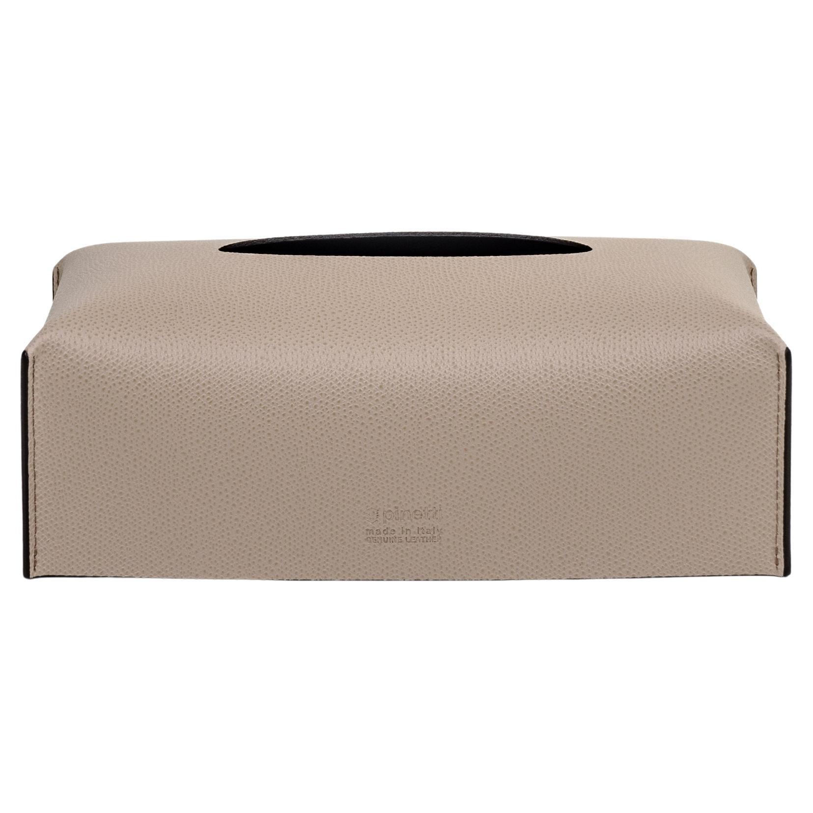 21st Century Leather Soft Rectangular Tissue Box Handmade in Italy